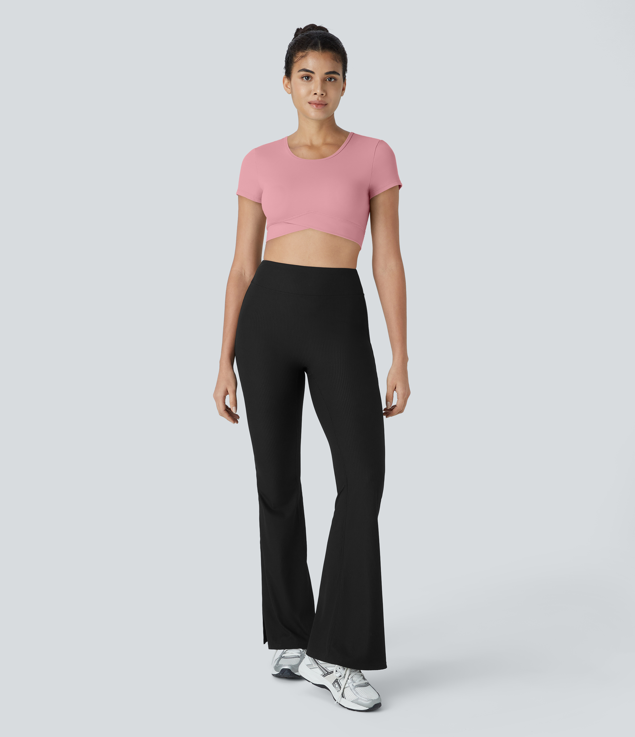 Halara In My Feels Cloudfulв„ў Fabric Crossover Hem Cropped Sports Top  - Lemonade Pink - M 