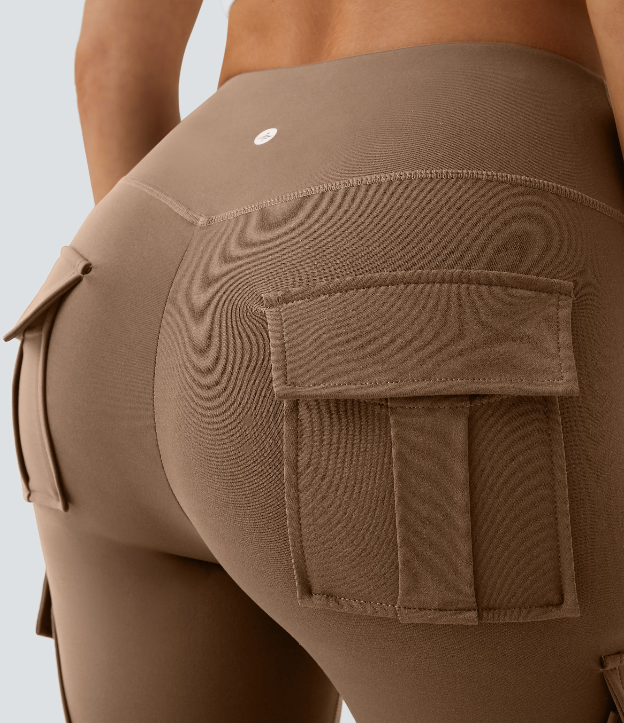 Halara High Waisted Cargo Pocket Skinny Yoga Leggings  - Burro - XL(7/8) gym leggings leggings with pockets leggings with butt lift 