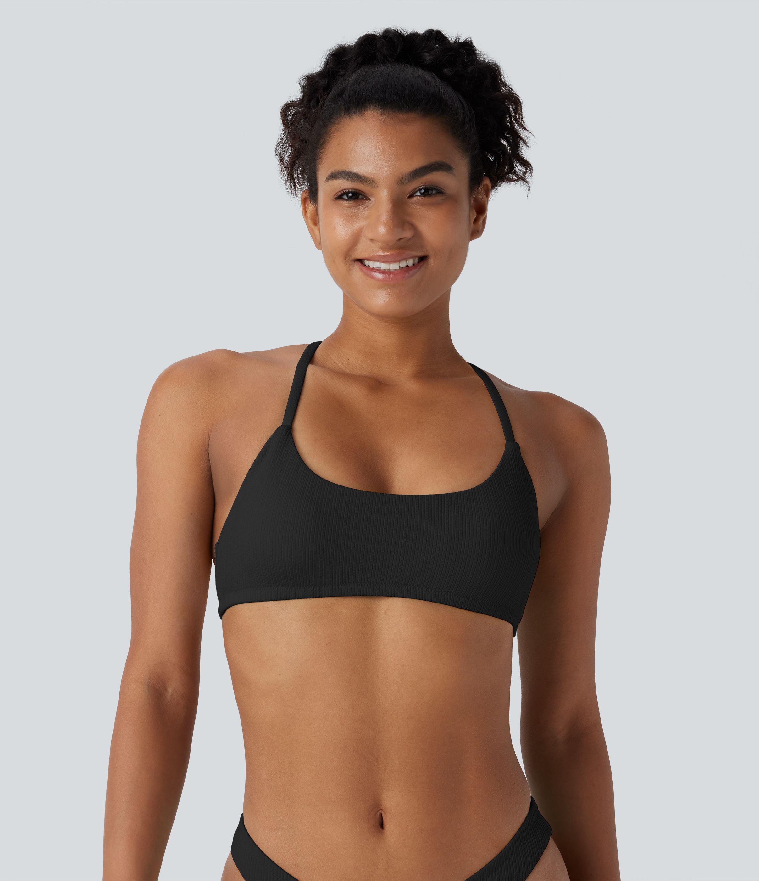 Black Traje baño bikini tirante ajustable sin espalda / 1