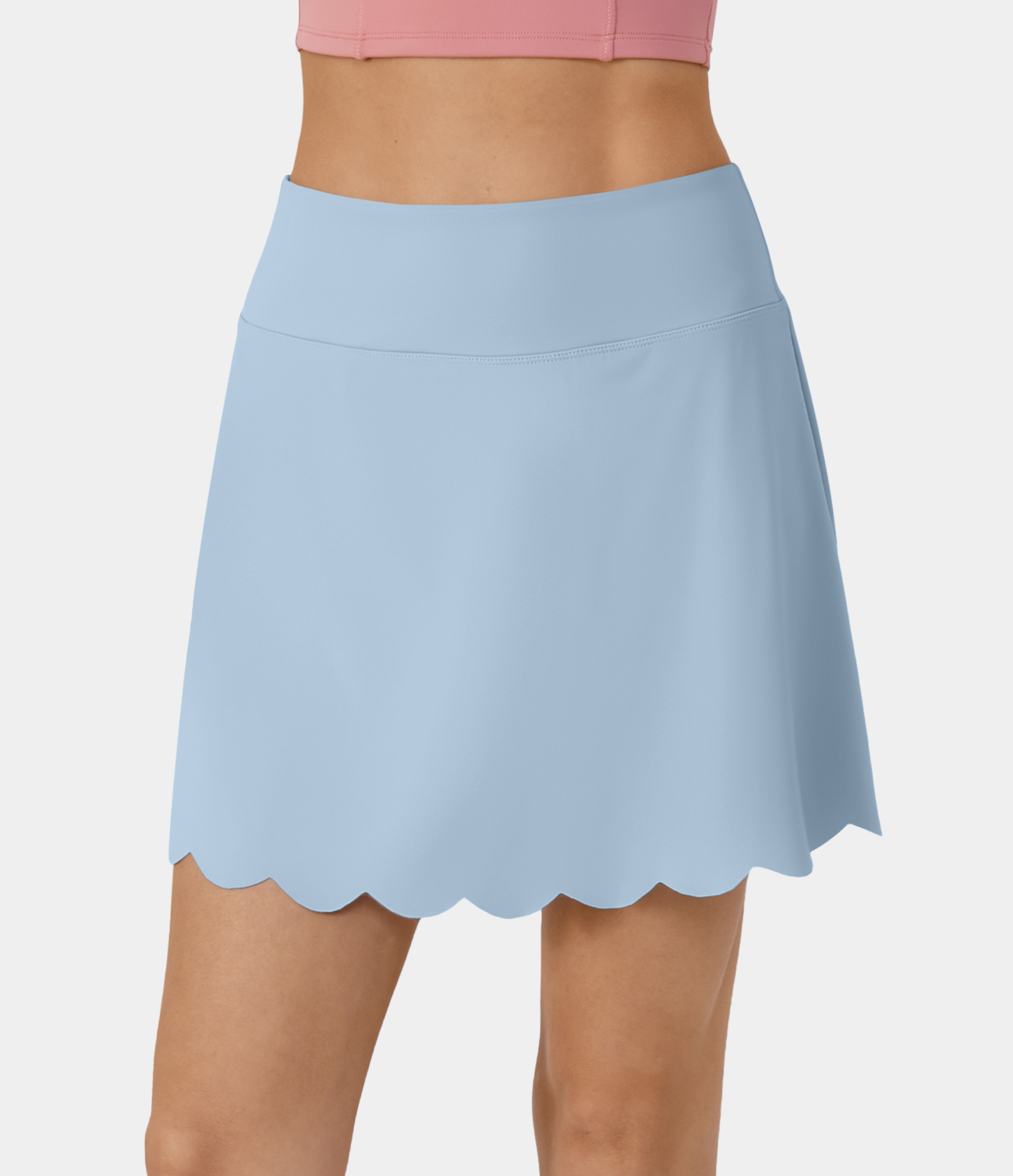 

Halara Softlyzeroв„ў Airy High Waisted 2-in-1 Side Pocket Scallop Hem Cool Touch Tennis Skirt-UPF50+ - Angel Falls -  midi skirt a line skirt