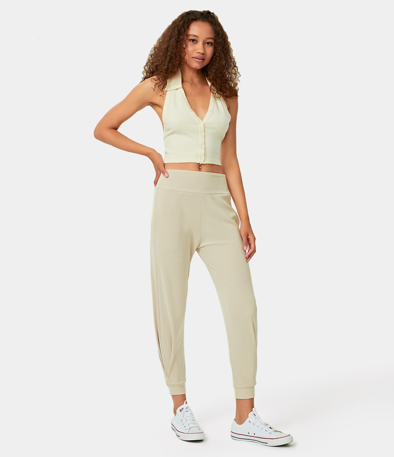 Women's High Waisted Side Pocket Plain Sweatpants HALARA