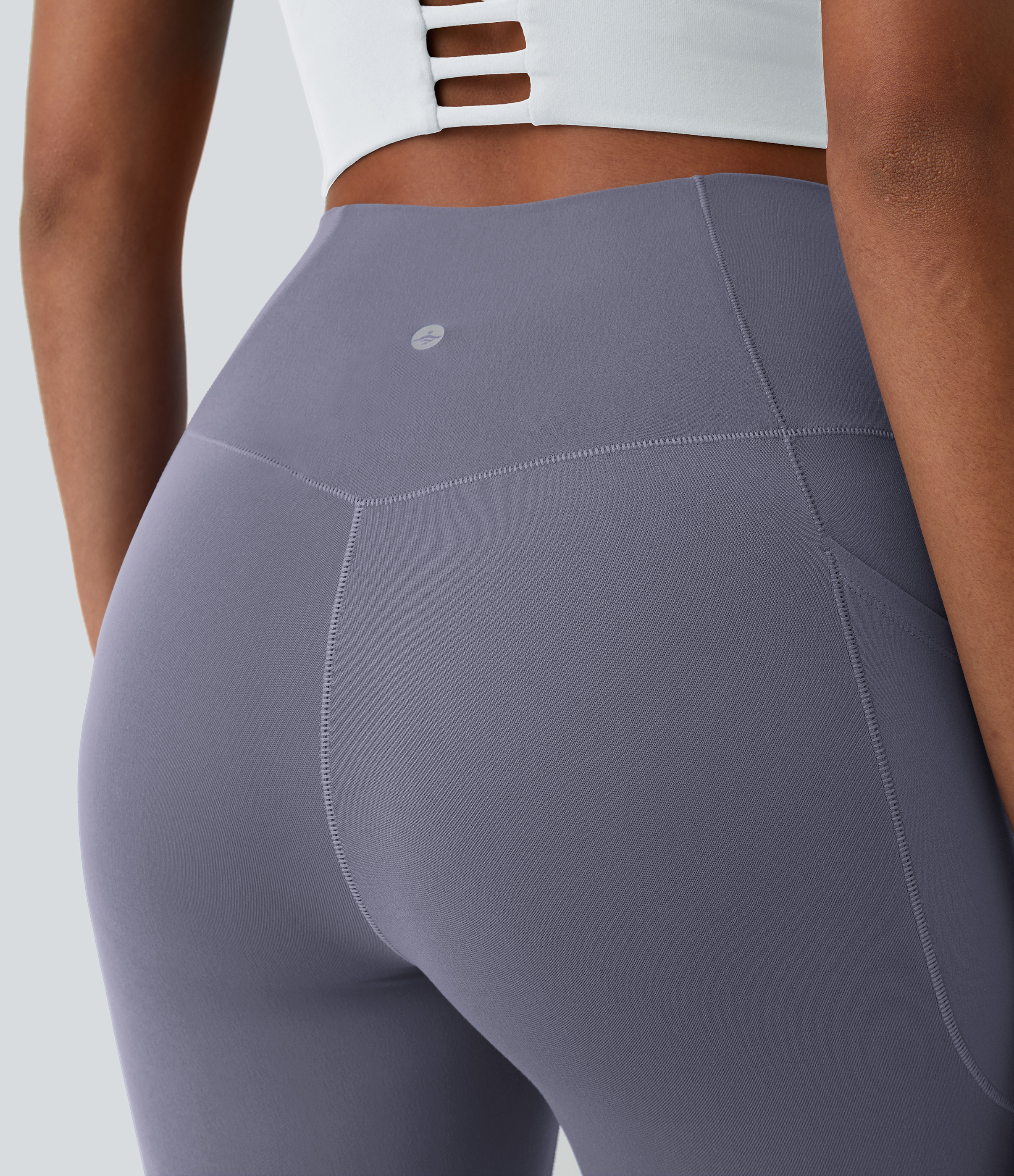 Halara Softlyzeroв„ў Crossover Pocket Plain Leggings-UPF50+  - Light Gray Violet - XS(7/8) gym leggings leggings with pockets 