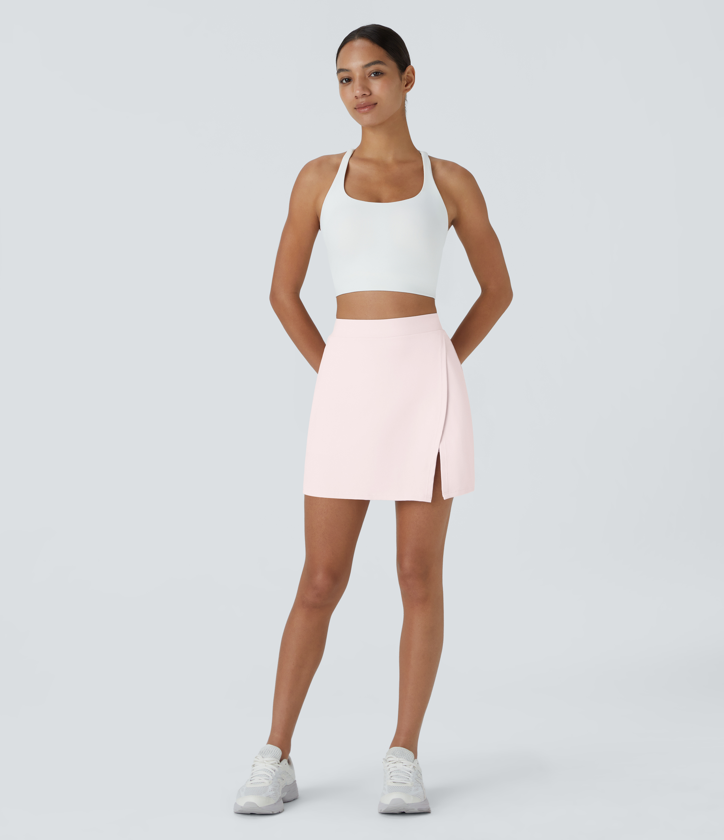 Halara Softlyzeroв„ў Airy Side Cut 2-in-1 Side Pocket Cool Touch Tennis Skirt-Purity  - Chiffon White - S midi skirt a line skirt golfing skirt 