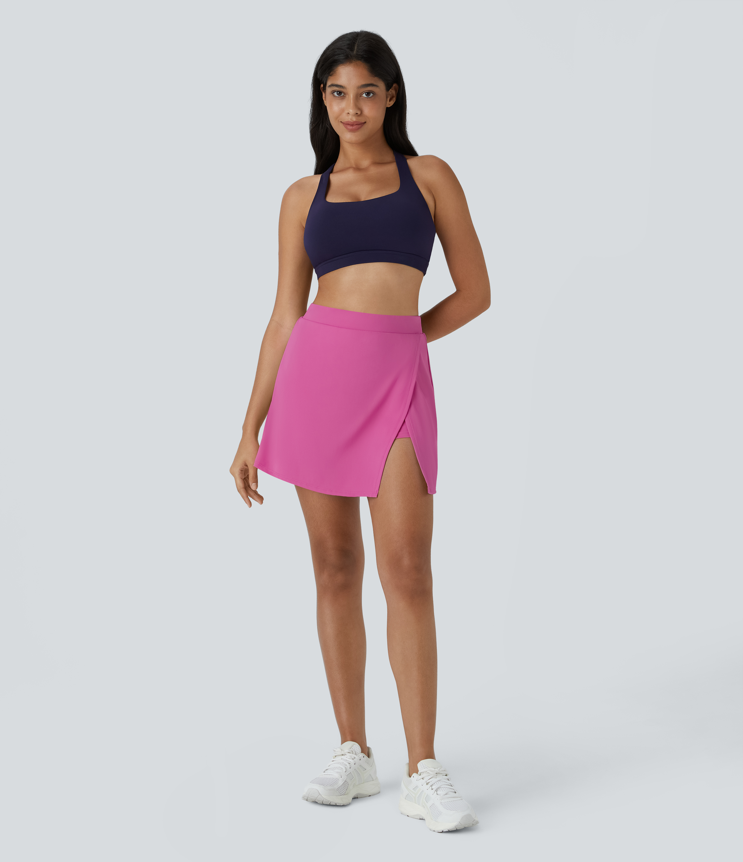 Halara Softlyzeroв„ў Airy Side Cut 2-in-1 Side Pocket Cool Touch Tennis Skirt-Purity  - Fuchsia Fedora - M midi skirt a line skirt 