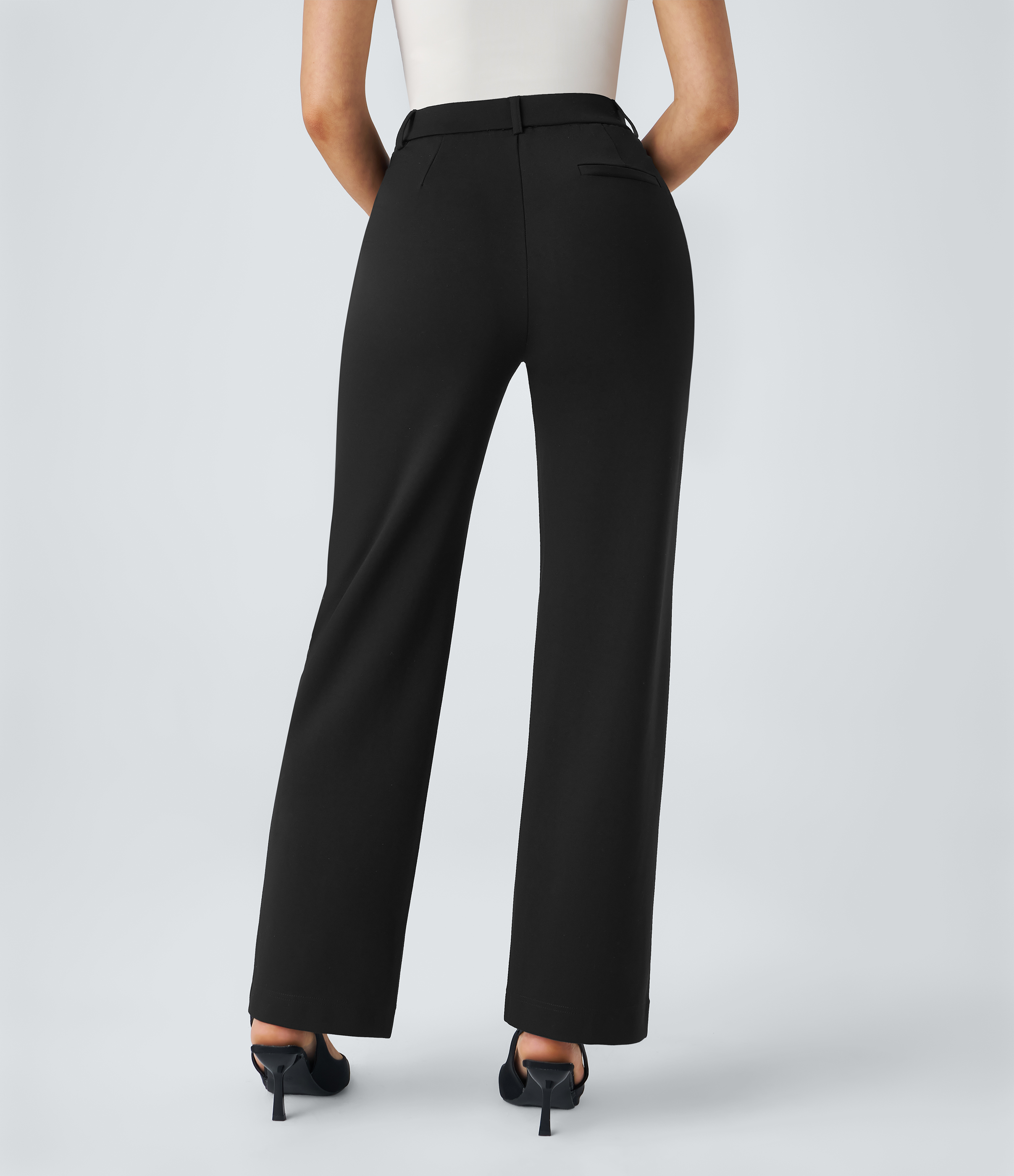 Noir Halara Flex™ Pantalon de travail taille haute avec poches zippées et coupe droite / 2