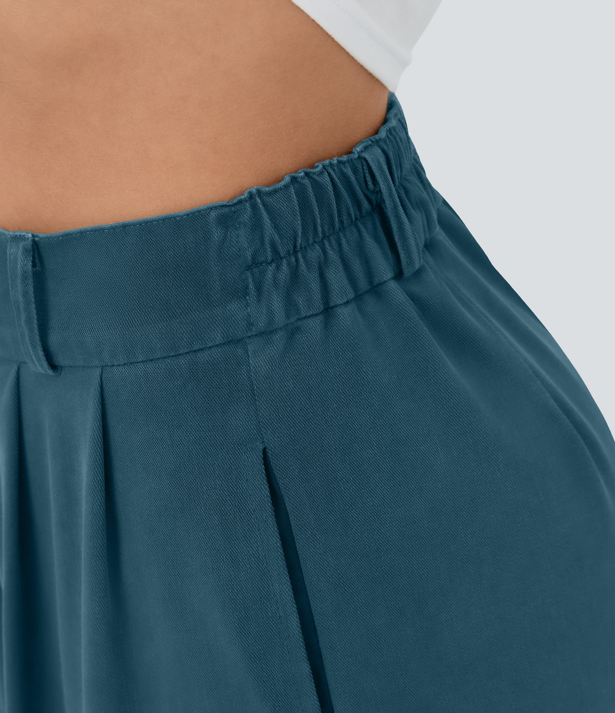 Halara High Waisted Button Zipper Plicated Side Pocket Split Hem Wide Leg Casual Pants  - Legion Blue - XS(regular) sweatpants jogger pants 