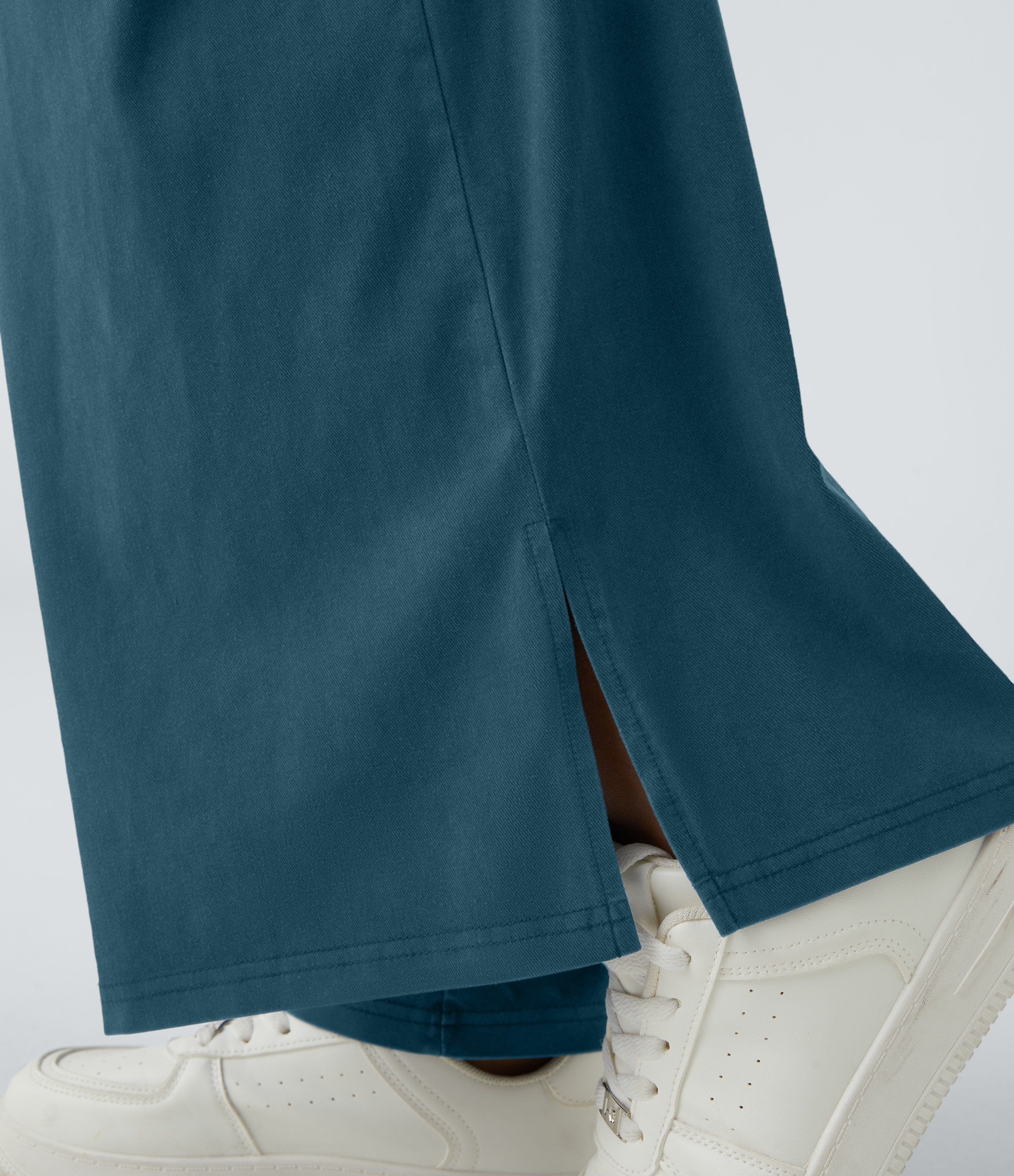 Halara High Waisted Button Zipper Plicated Side Pocket Split Hem Wide Leg Casual Pants  - Legion Blue - XS(regular) sweatpants jogger pants 