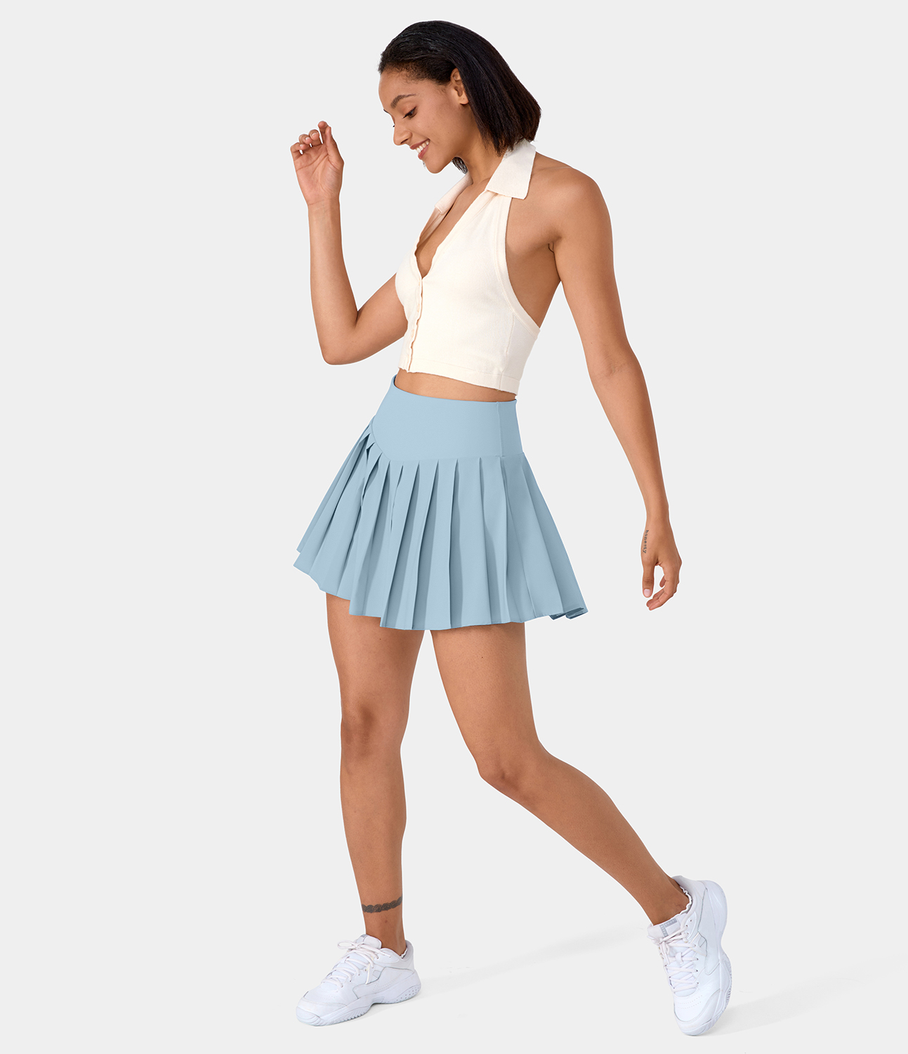 Women's Breezeful High Waisted A Line Mini Pleated Casual SkirtNo