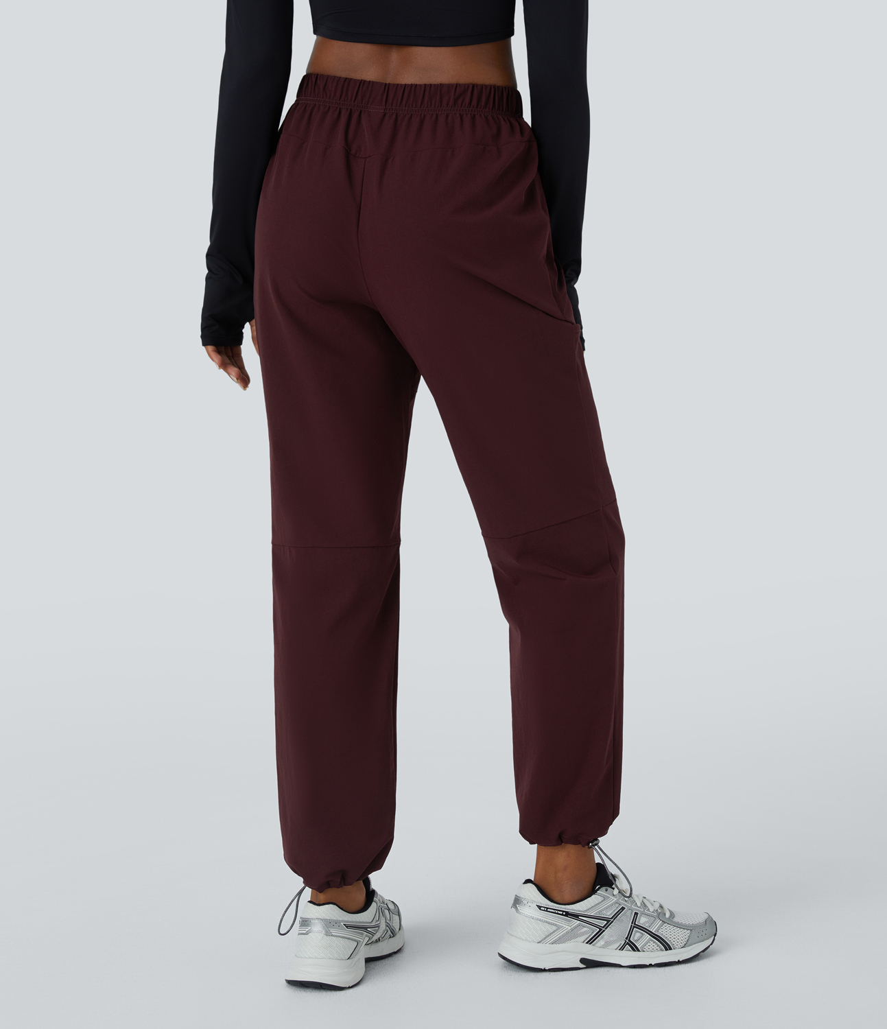 Halara High Waisted Drawstring Multiple Zip Pockets Adjustable Drawcord Hiking Pants  - Raisin - XL(regular) 