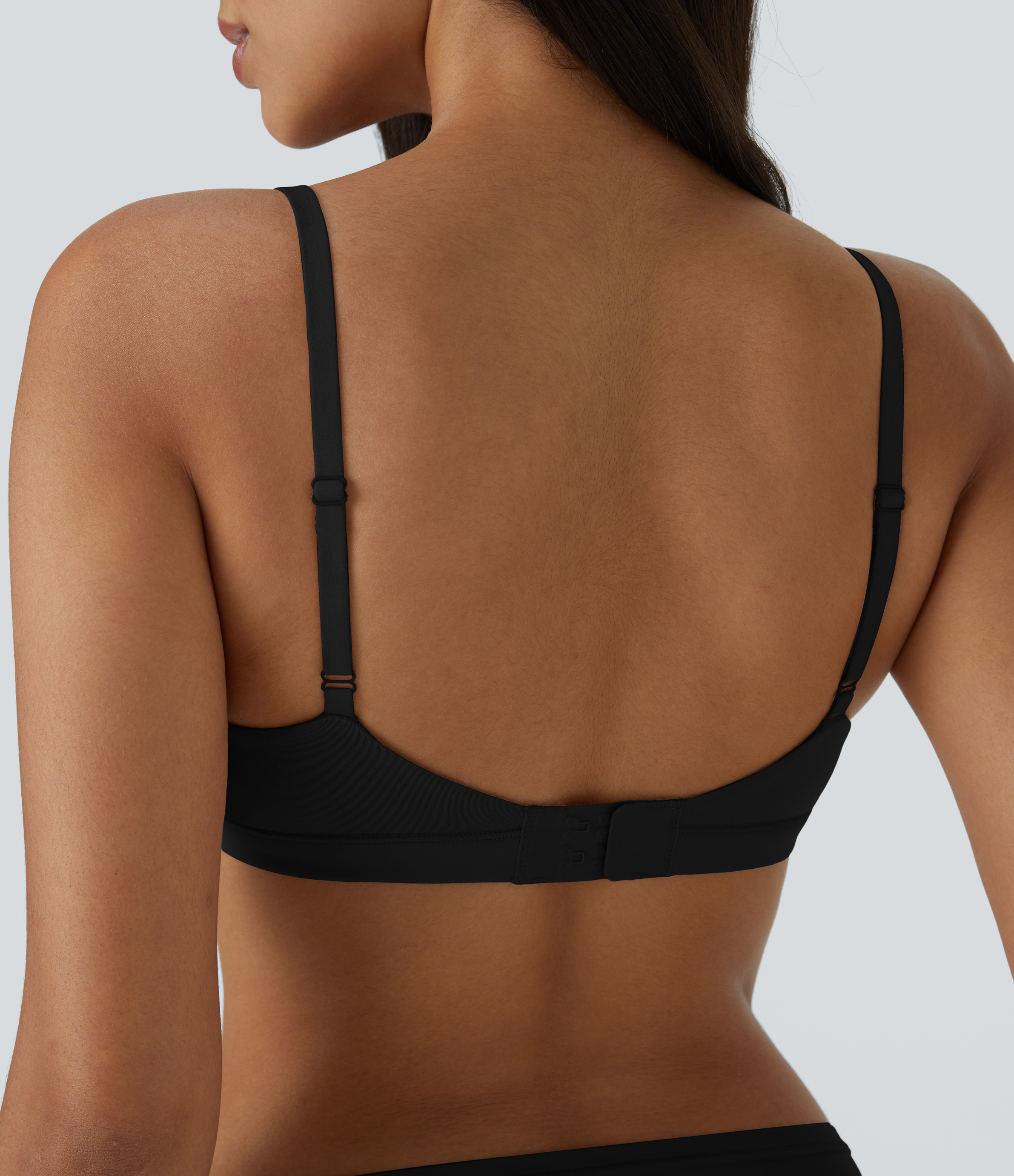 Halara High Stretch Skin Friendly Crossover Adjustable Strap Solid Lounge Bra  - Black - XL 