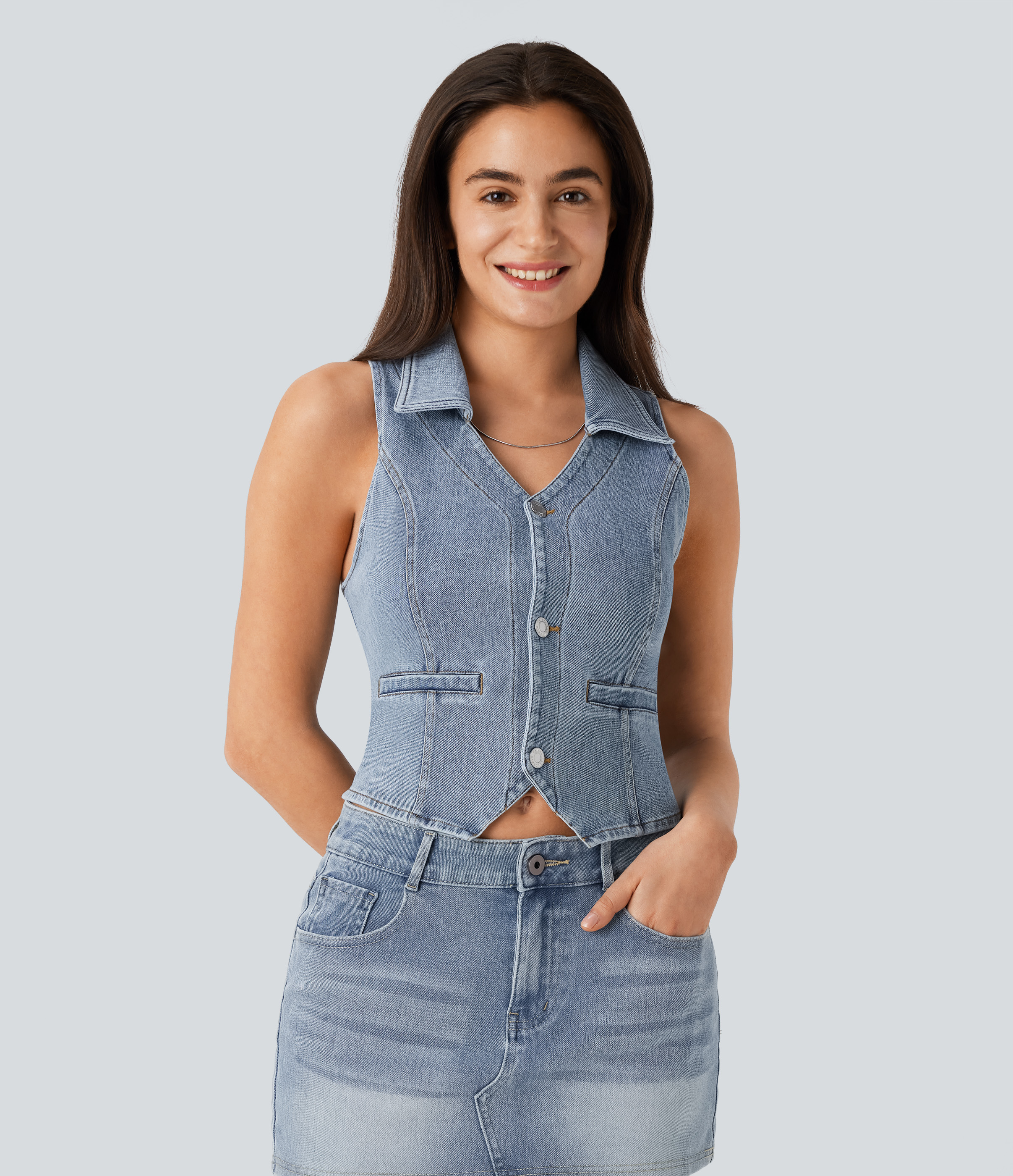 Halara Flex™ Denim Cropped Casual Tank Vest Top