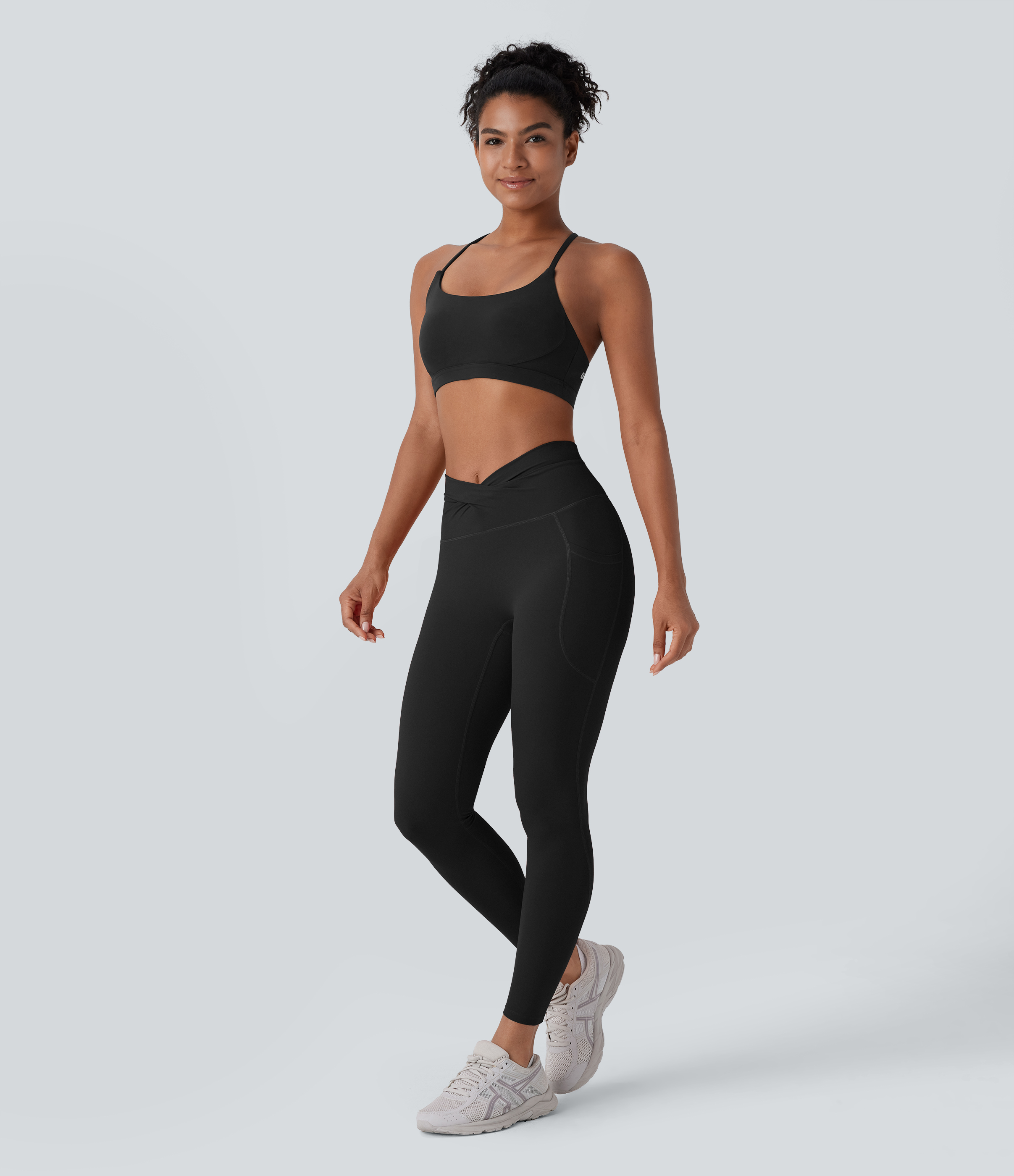 Halara Halara UltraSculptв„ў High Waisted Twisted Crossover Side Pocket Yoga Leggings  - Black - S(7/8) gym leggings leggings with pockets 
