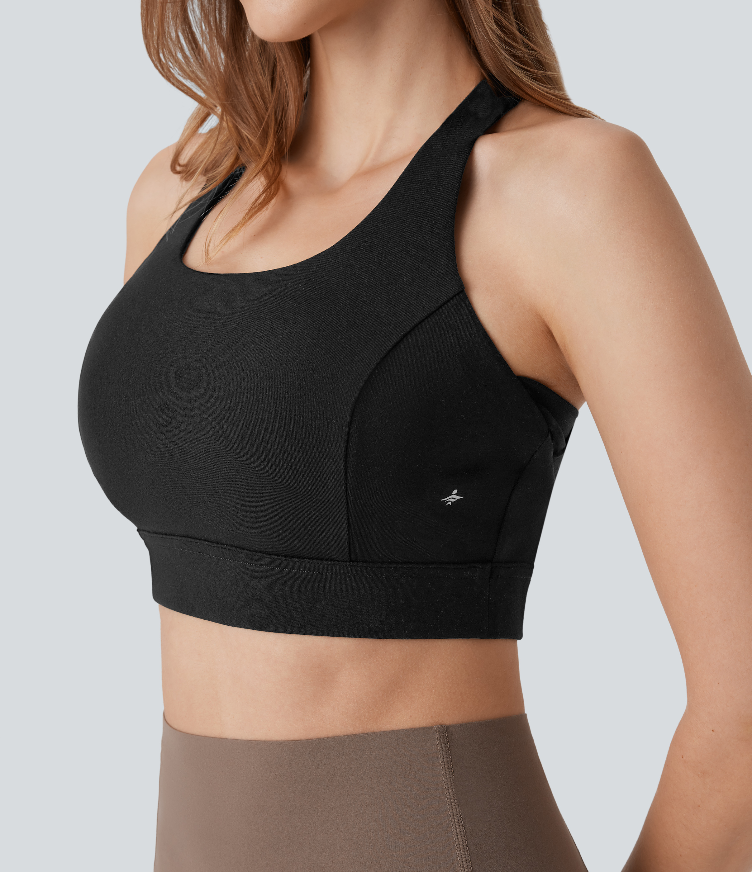 Halara Low Support Backless Racerback Crisscross Yoga Sports Bra-D/DD/DDD/F Cups  - Black - S push up bra strapless bra backless bra 