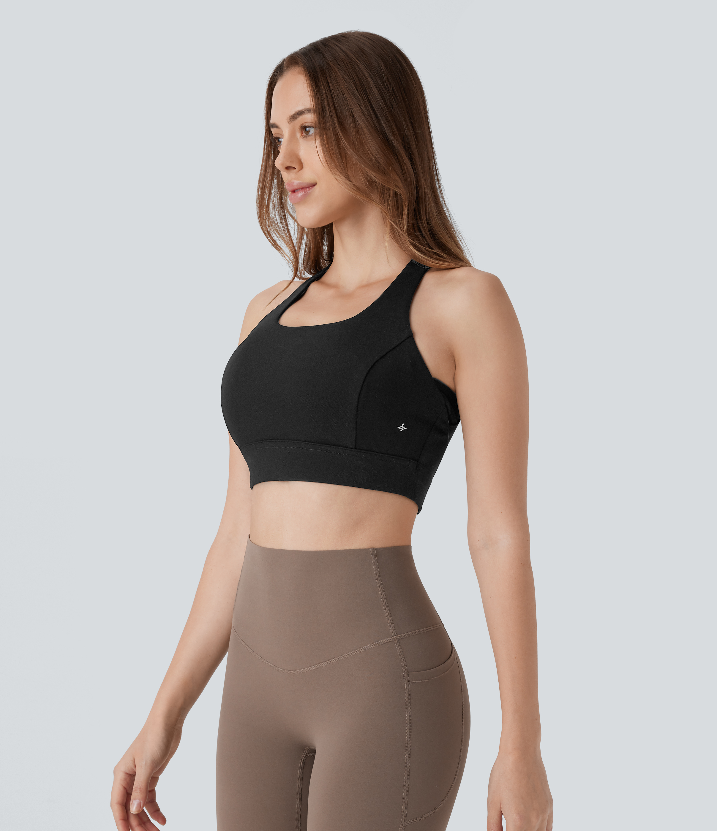 Halara Low Support Backless Racerback Crisscross Yoga Sports Bra-D/DD/DDD/F Cups  - Black - S push up bra strapless bra backless bra 