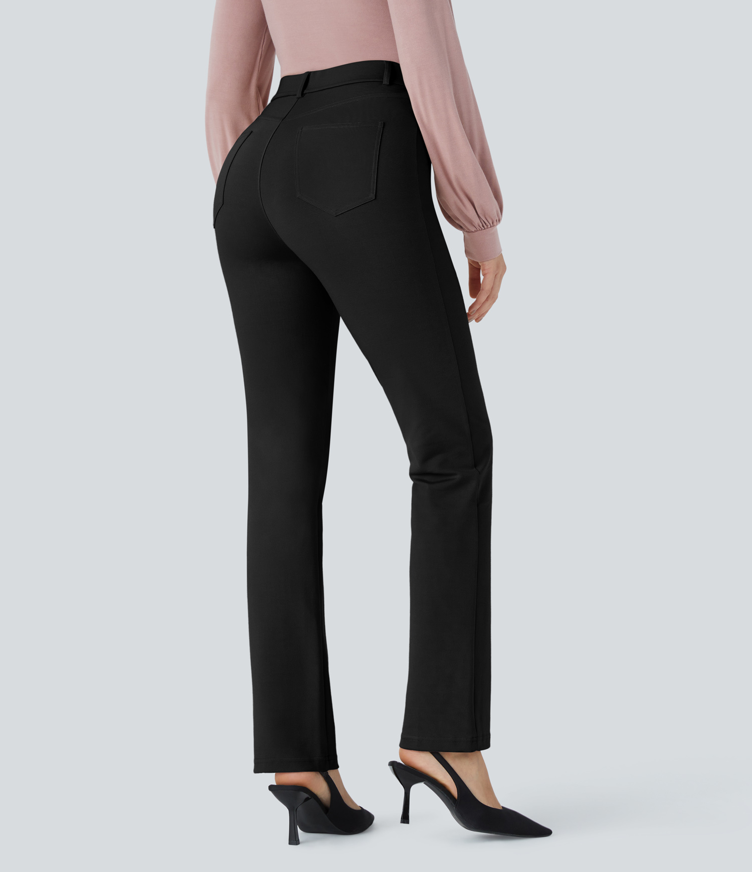 Halara HalaraFlexв„ў High Waisted Decorative Button Back Pocket Skinny Work Pants  - Black - S(regular) sweatpants jogger pants 