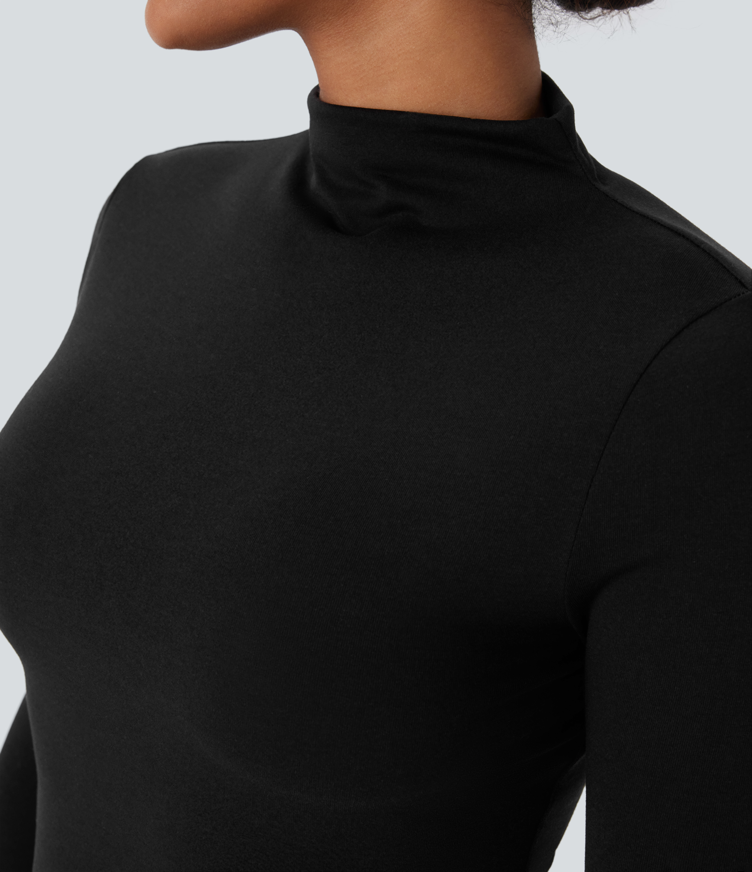 Halara Stand Collar Long Sleeve 2-Piece Set Side Pocket Mini Casual Dress Casual Dress - Black - S slip dress beach dress ruched dress 
