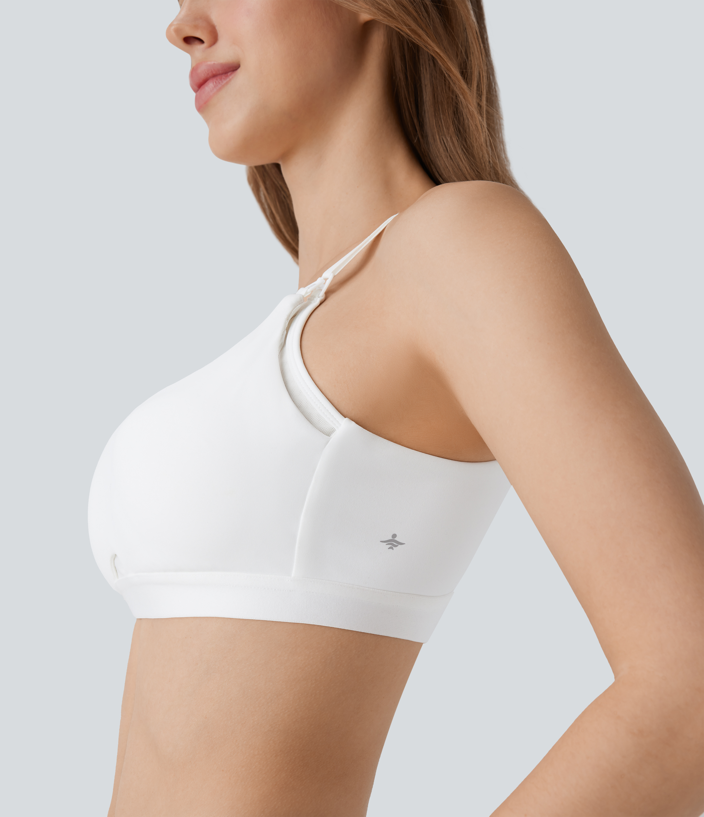 Halara SpeedWaveв„ў Medium Support Backless Adjustable Hook Quick Dry Nursing Workout Sports Bra  - White - XS push up bra strapless bra 