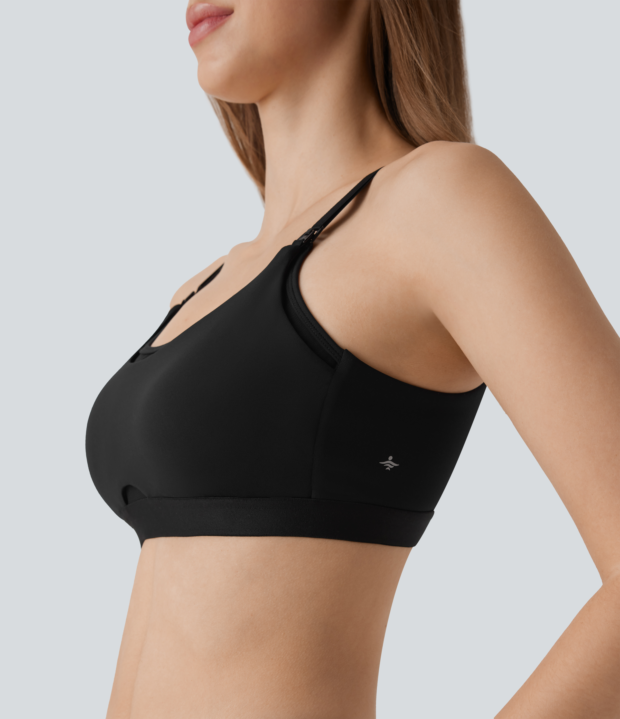 Halara SpeedWaveв„ў Medium Support Backless Adjustable Hook Quick Dry Nursing Workout Sports Bra  - Black - XL push up bra strapless bra 