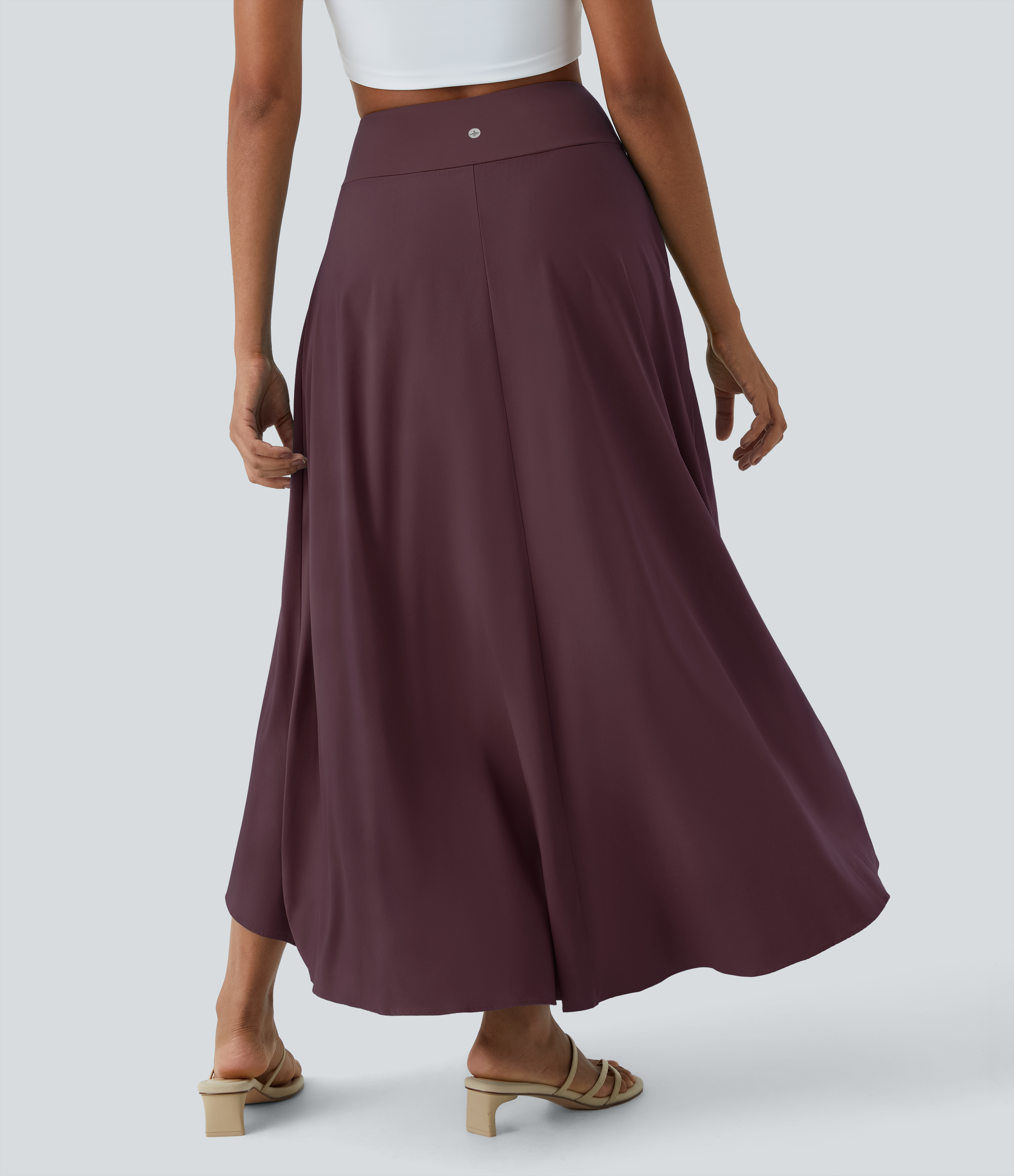 Halara Breezefulв„ў High Waisted High Low Ruffle 2-in-1 Flowy Quick Dry Casual Regular Maxi Skirt  - Deep Crimson - S(regular) 