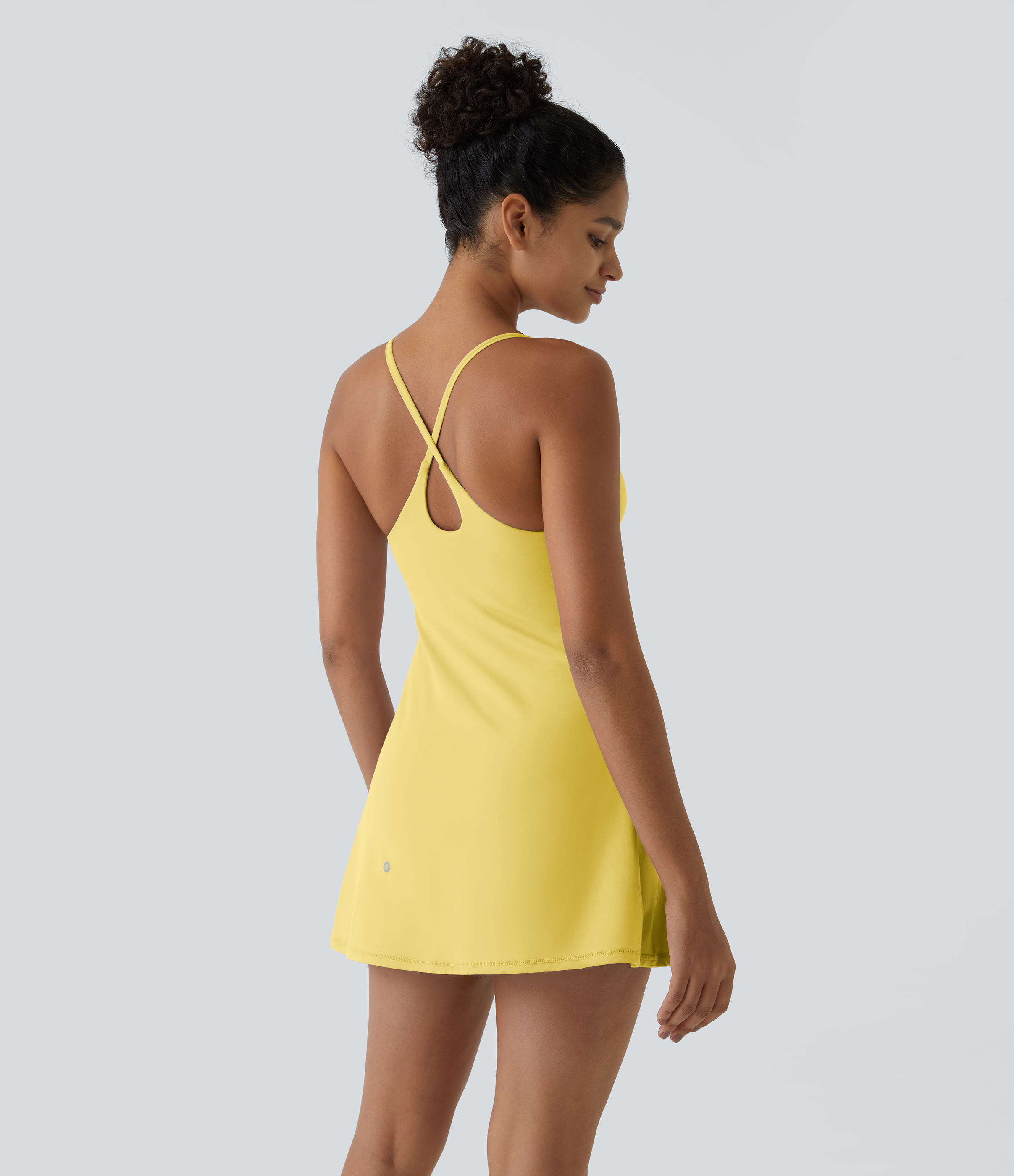 Halara Softlyzeroв„ў Plush Backless Active Dress-Easy Peezy Edition Workout Dress - Crisp Yellow - M 