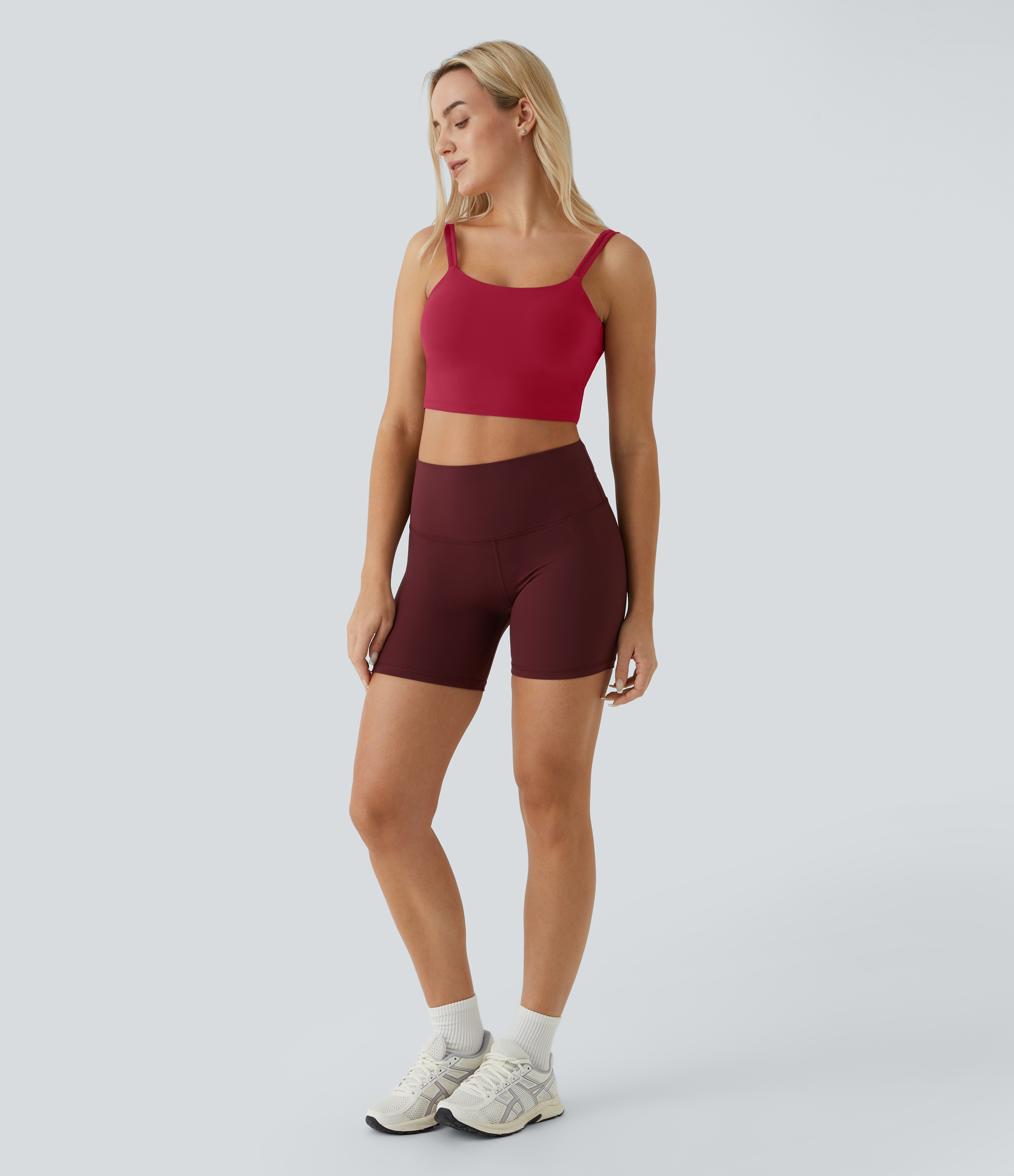 Halara Double Straps Backless Twisted Cropped Yoga Tank Top Tank Top - Scarlet Sage - M golf tops halter top tunic tops sleeveless tops 