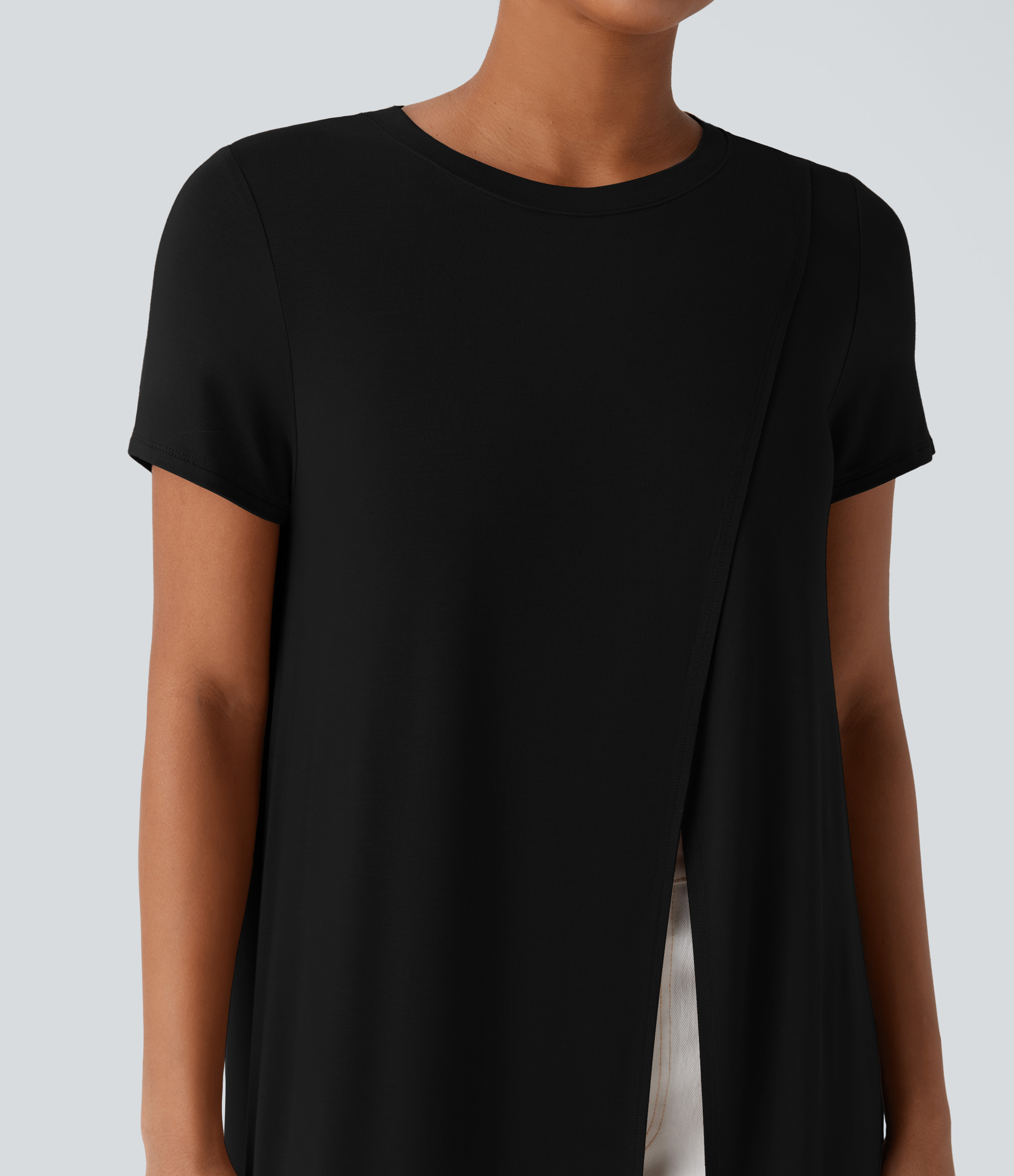 Halara Crossover Split Hem Longline Resort Top Tank Top - Black - XS golf tops halter top tunic tops sleeveless tops backless top 