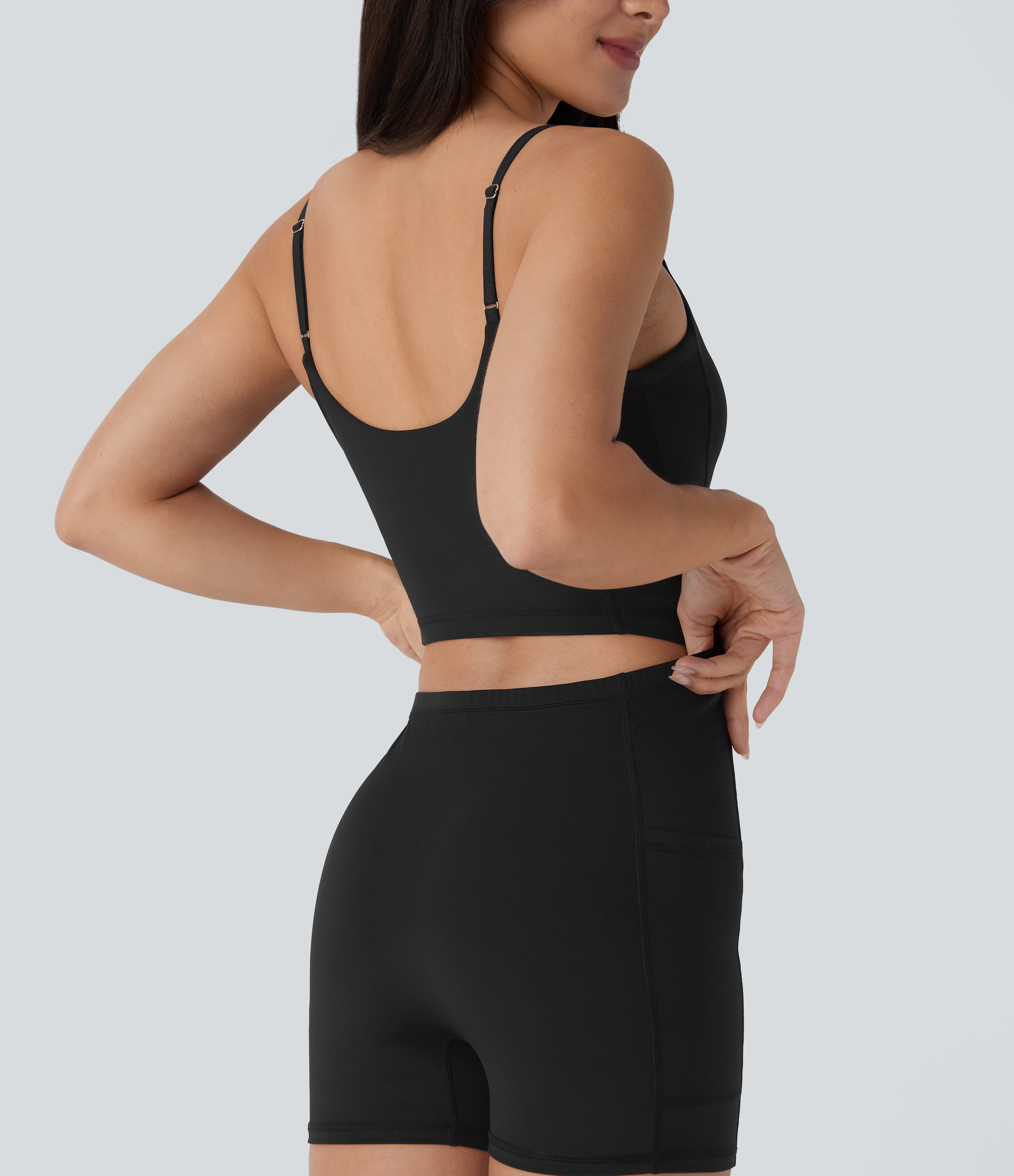 Halara Sleeveless Side Pocket Mini 2-piece Set Mesh Yoga Active Dress-Easy Peezy Workout Dress - Black - XL 
