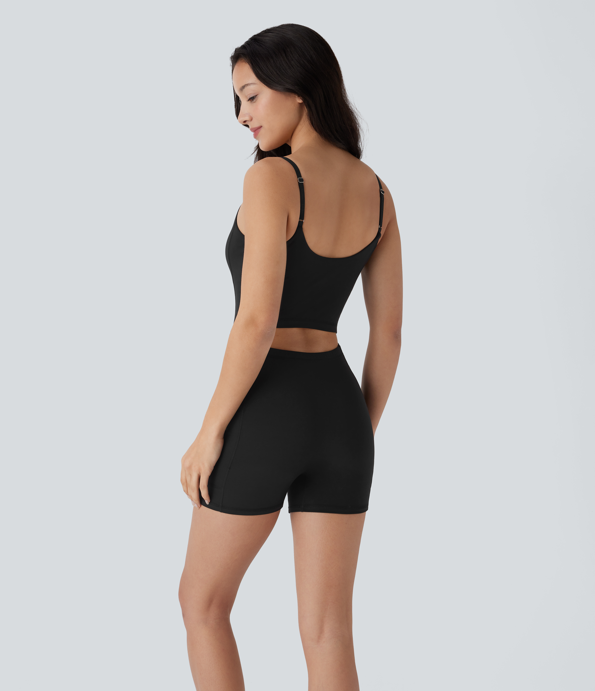 Halara Sleeveless Side Pocket Mini 2-piece Set Mesh Yoga Active Dress-Easy Peezy Workout Dress - Black - XL 