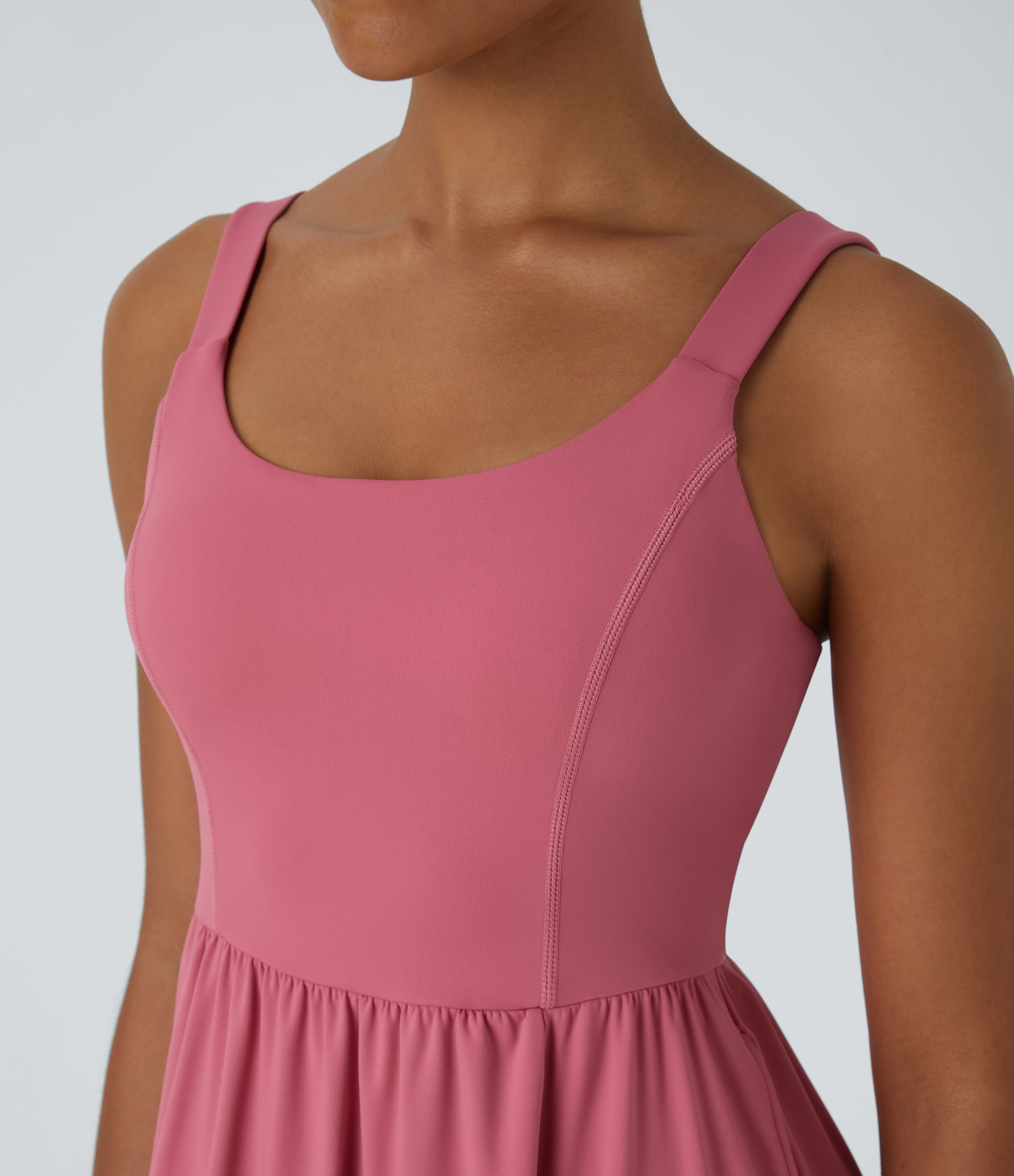 Halara Padded Backless Twisted Split Midi Casual Dress Casual Dress - Begonia Rouge - S slip dress beach dress ruched dress halter dress 