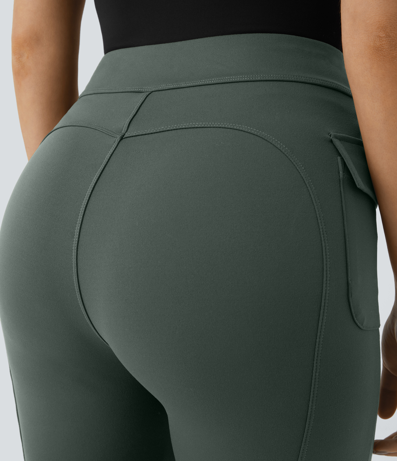 Halara High Waisted Button Side Flap Pocket Flare Casual Cargo Pants  - Deep Aquamarine - M(regular) 