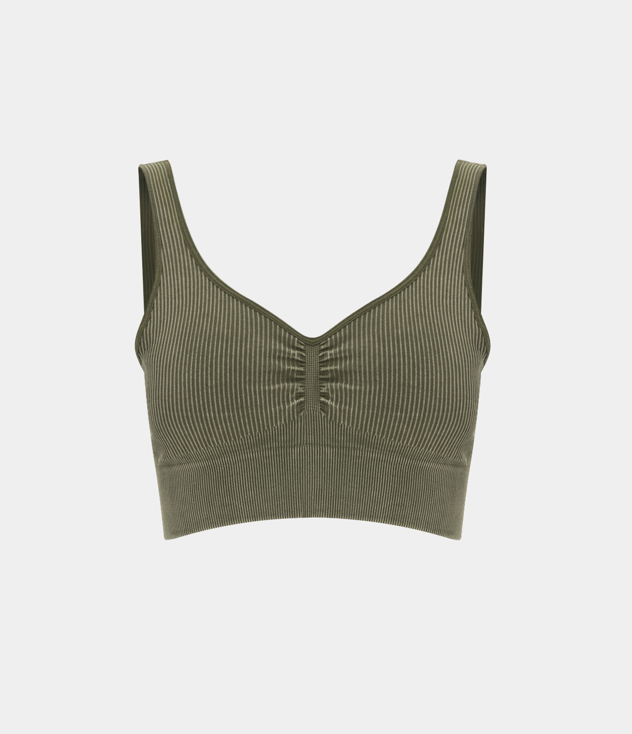 Halara Seamless Flow Medium Support Ruched Yoga Sports Bra  - Grey Green - M push up bra strapless bra backless bra sticky bra wireless bra 