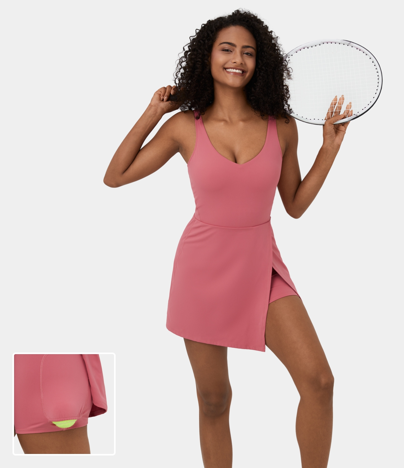 Women’s Cloudful™ Fabric Deep V Neck Backless U Back Split Hem 2in1