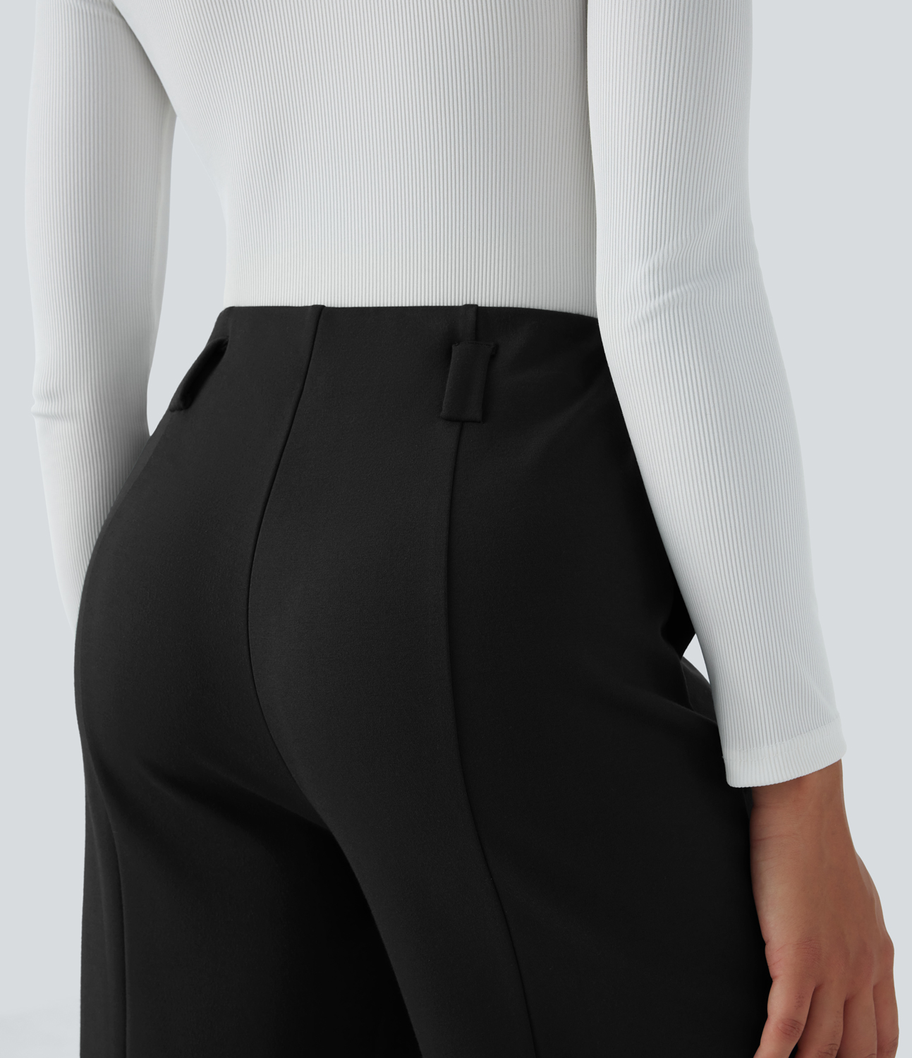 Halara Halara Flexв„ў High Waisted Side Pocket Wide Leg Split Work Pants  - Black - M(regular) sweatpants jogger pants stacked sweatpants 