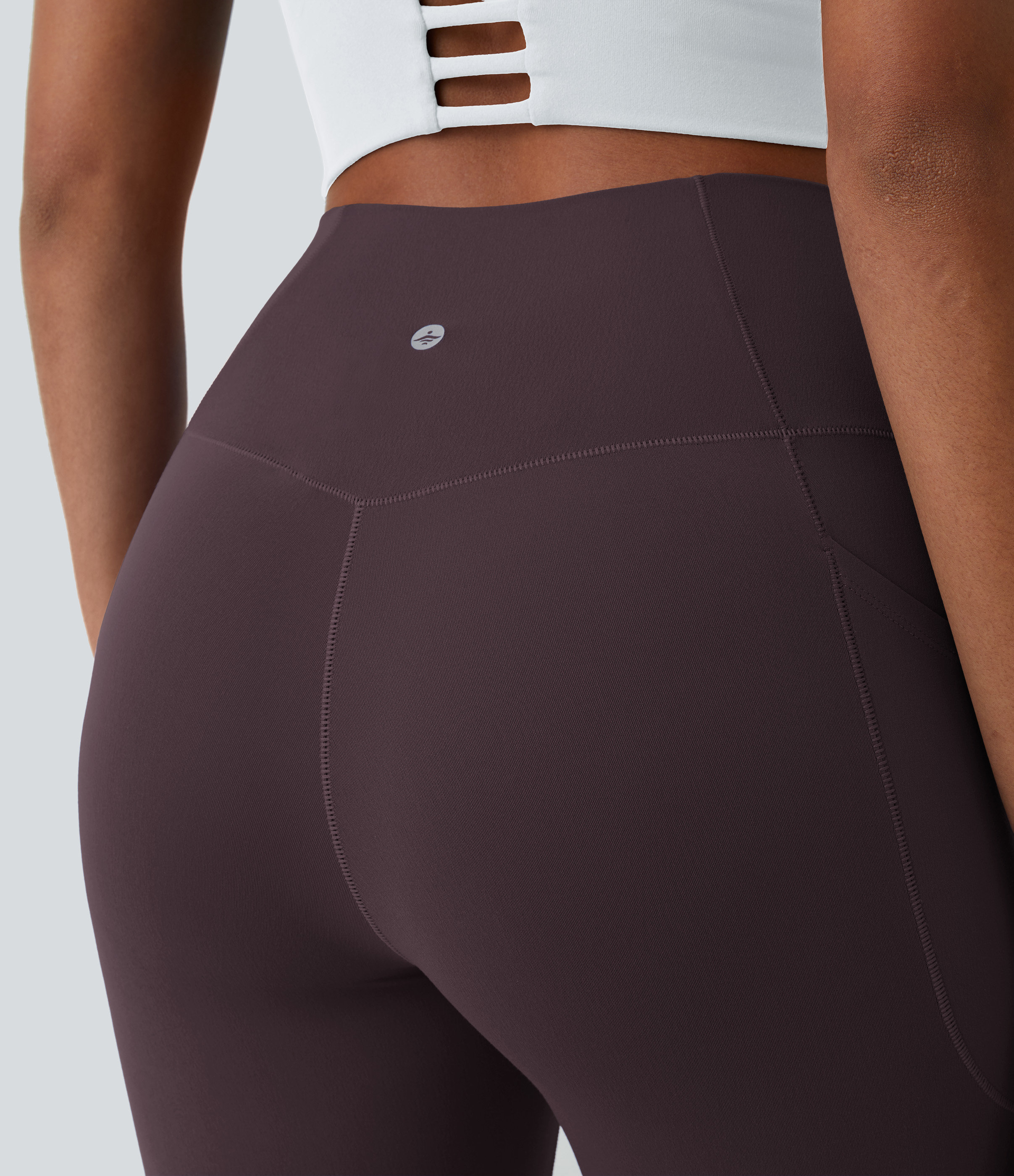 Halara Cloudfulв„ў Fabric Crossover Pocket Plain Leggings  - Dusky Evening purple - L(7/8) gym leggings leggings with pockets 