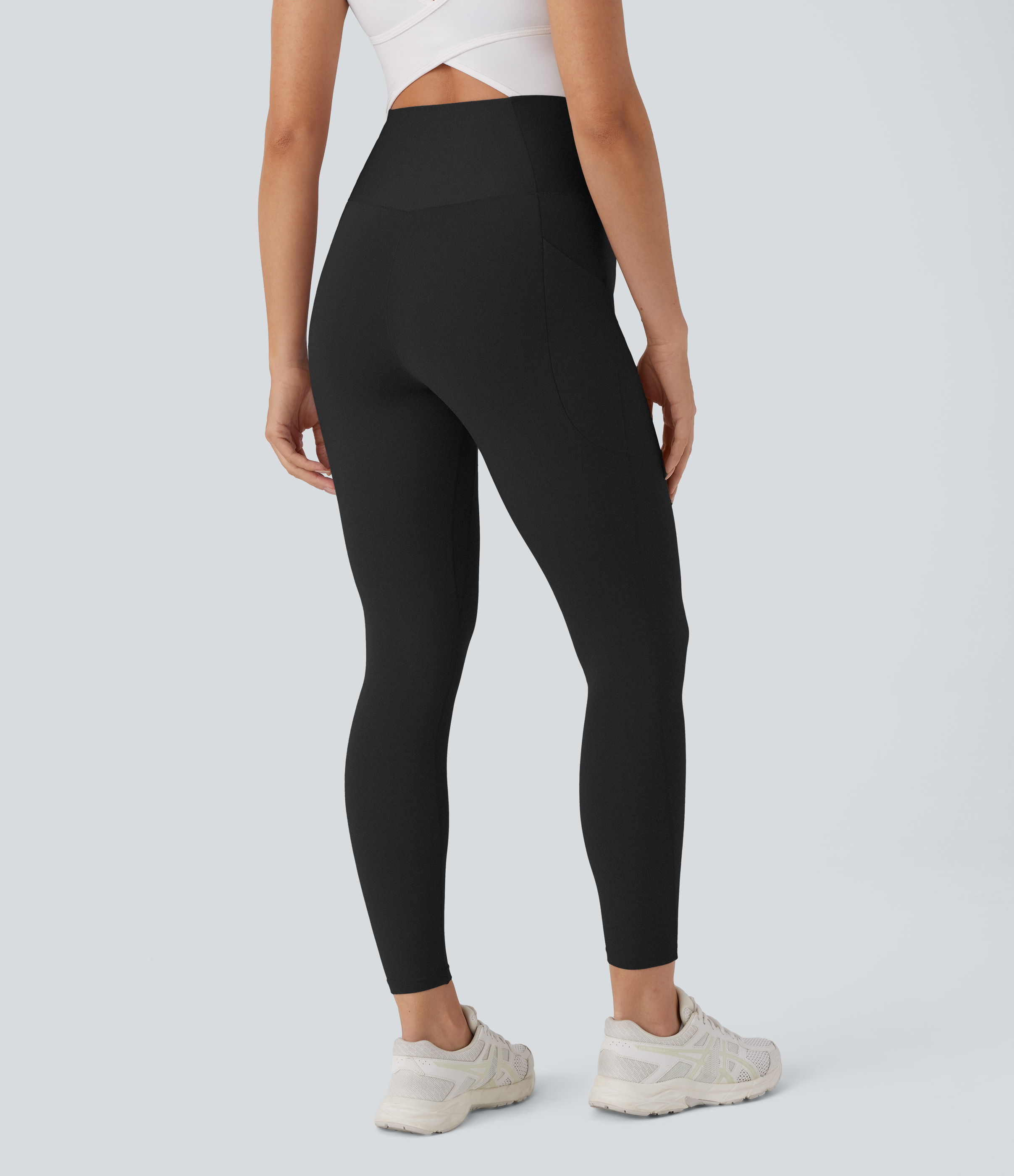 Halara Softlyzeroв„ў Super High Waisted Crossover Side Pocket 7/8 Yoga Maternity Leggings-UPF50+  - Black - L(7/8) gym leggings 