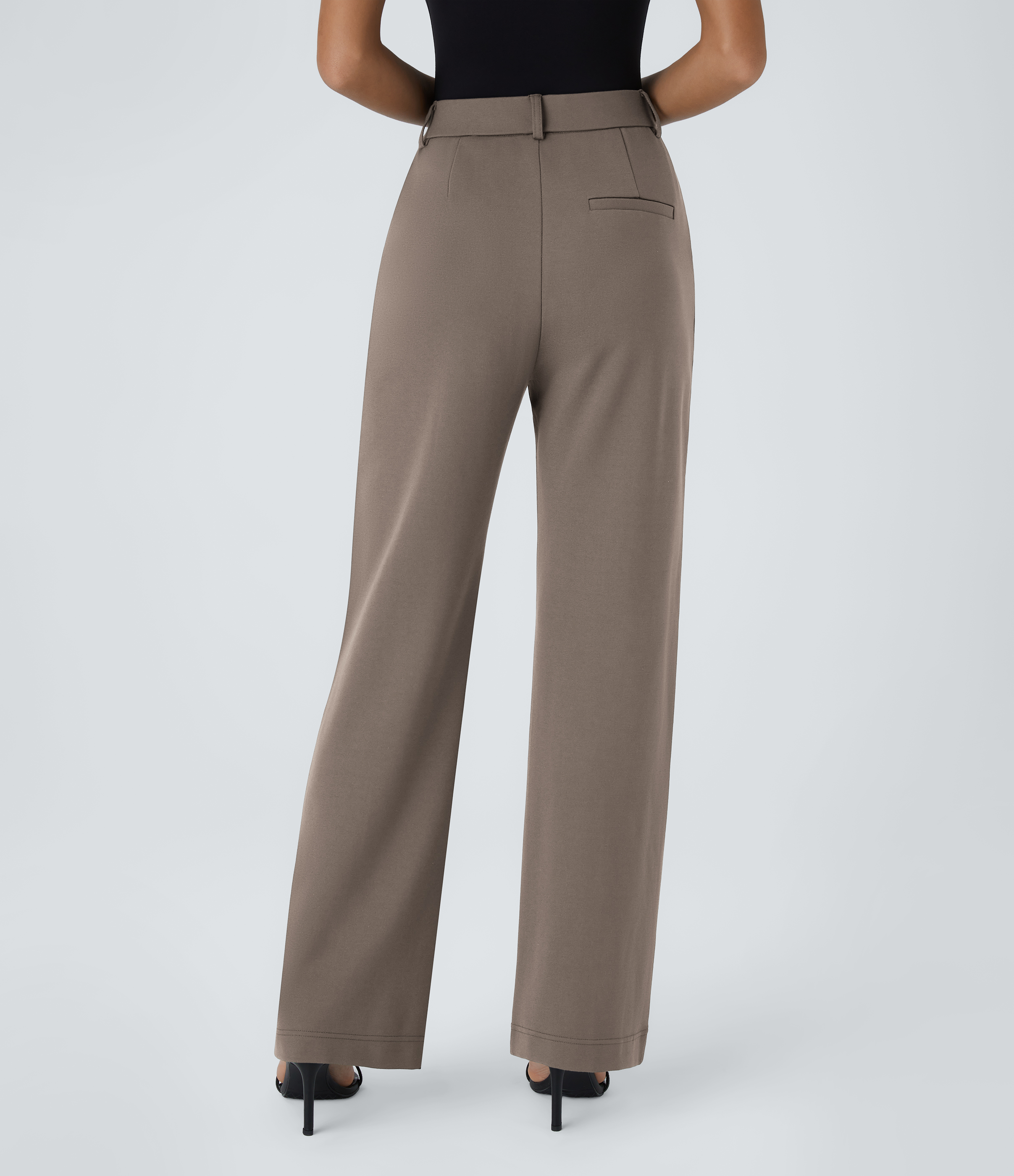 Halara High Waisted Side Pocket Straight Leg Work Suit Pants  - Iron - XS(regular) sweatpants jogger pants stacked sweatpants cargo joggers 