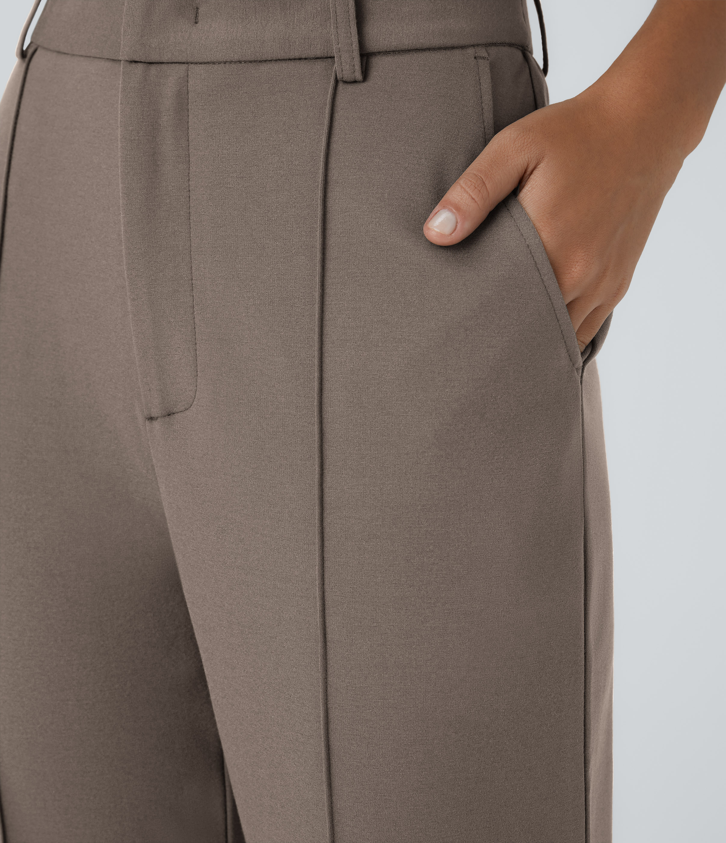 Halara High Waisted Side Pocket Straight Leg Work Suit Pants  - Iron - XS(regular) sweatpants jogger pants stacked sweatpants cargo joggers 
