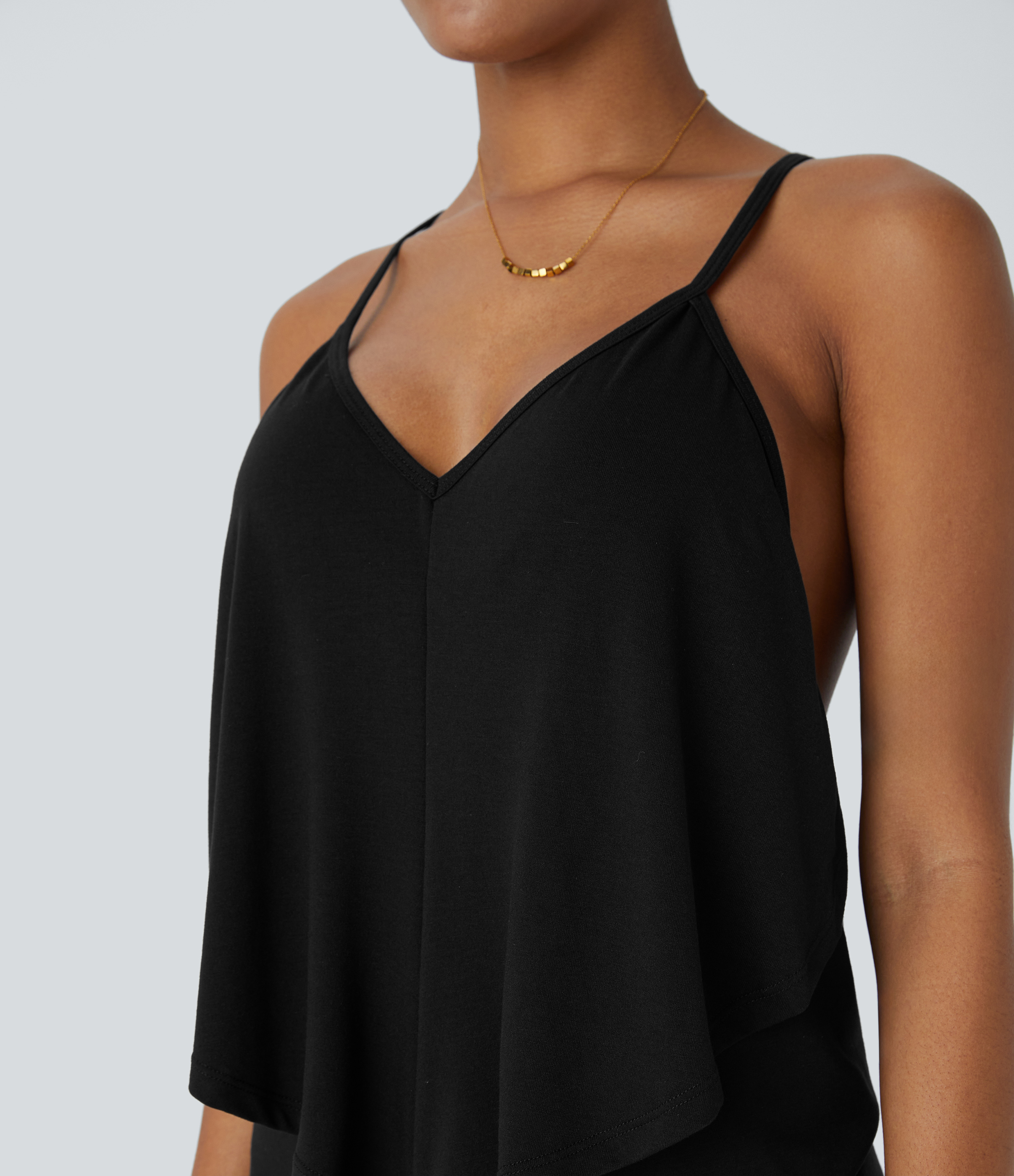 Halara V Neck Backless Tie Back Ruched Maxi Resort Slip Dress Casual Dress - Black - XS slip dress beach dress ruched dress halter dress 