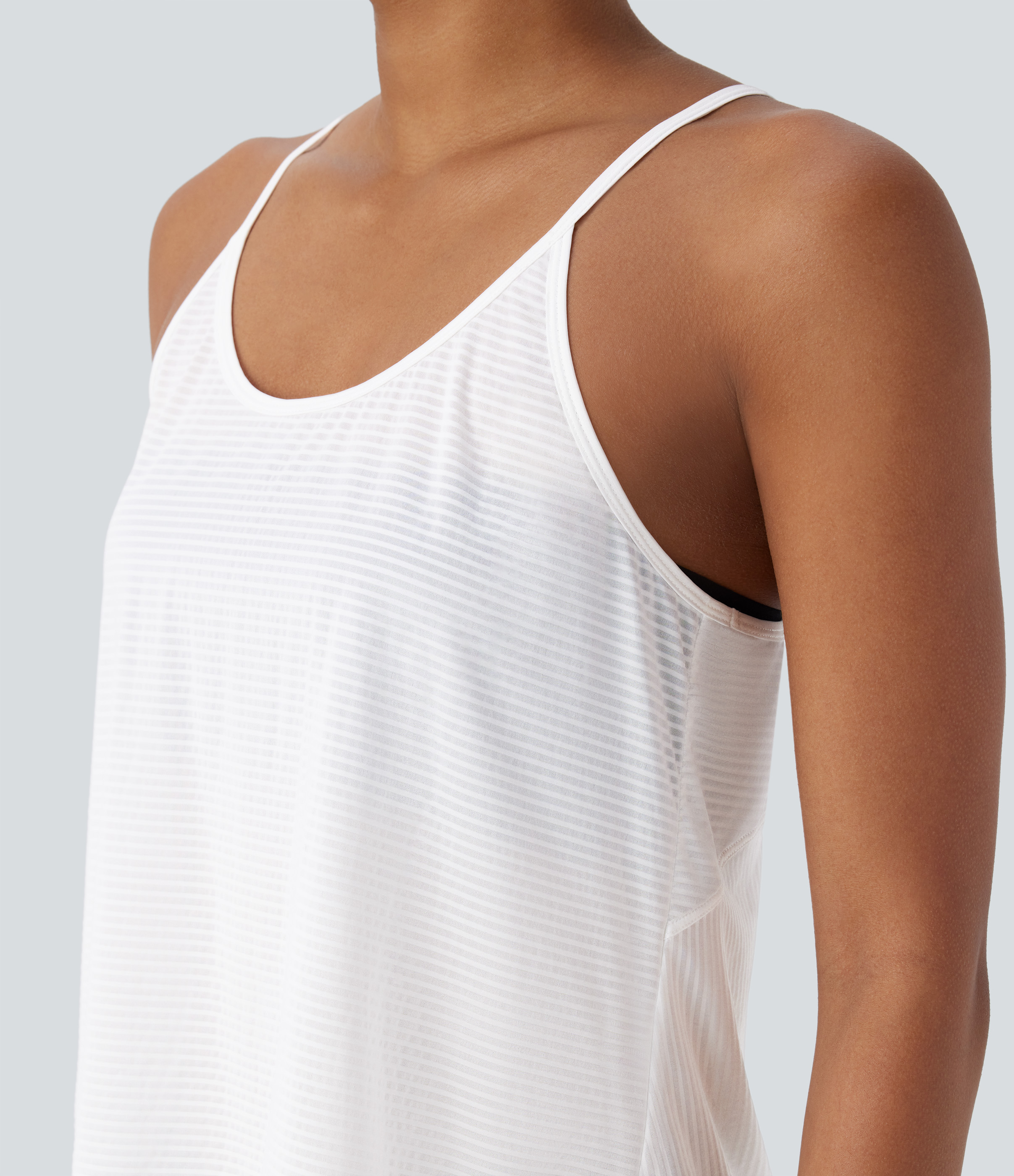 Halara Crisscross Backless Split Hem Yoga Cami Top Tank Top - White - L golf tops halter top tunic tops sleeveless tops backless top 