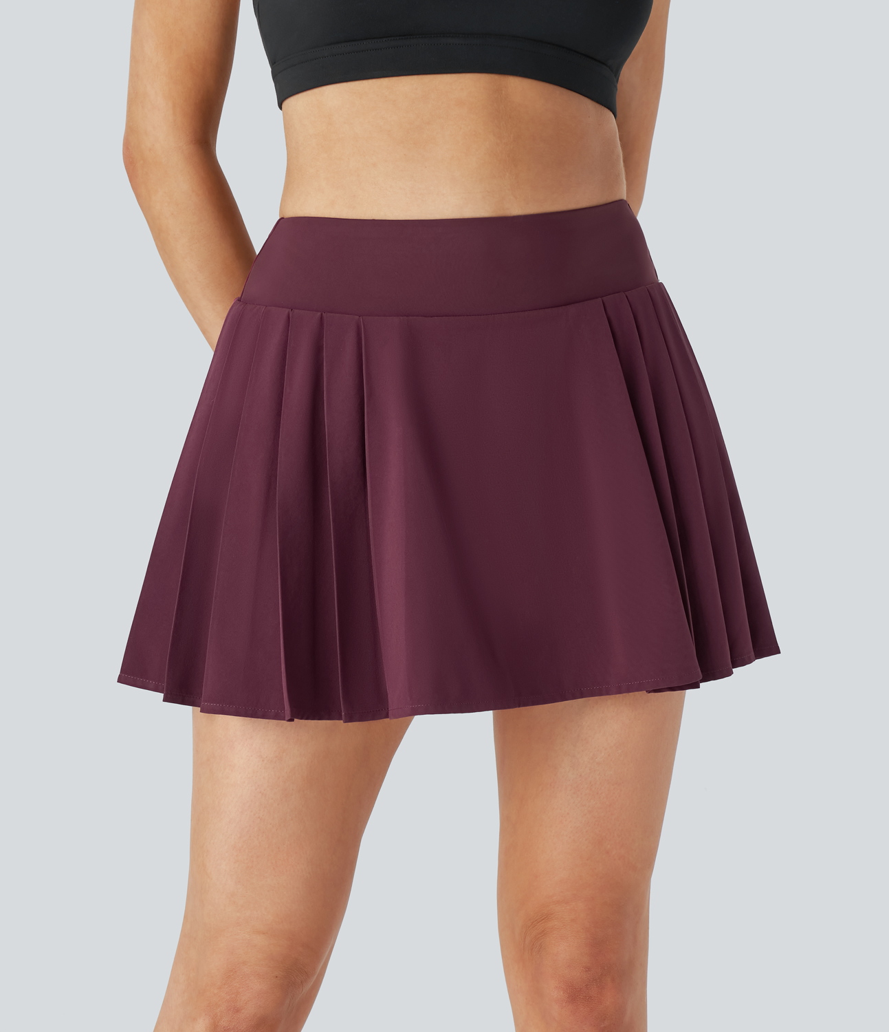Halara Breezefulв„ў High Waisted 2-in-1 Side Pocket Pleated Mini Quick Dry Tennis Skirt  - Amaranth - XS(regular) midi skirt a line skirt 