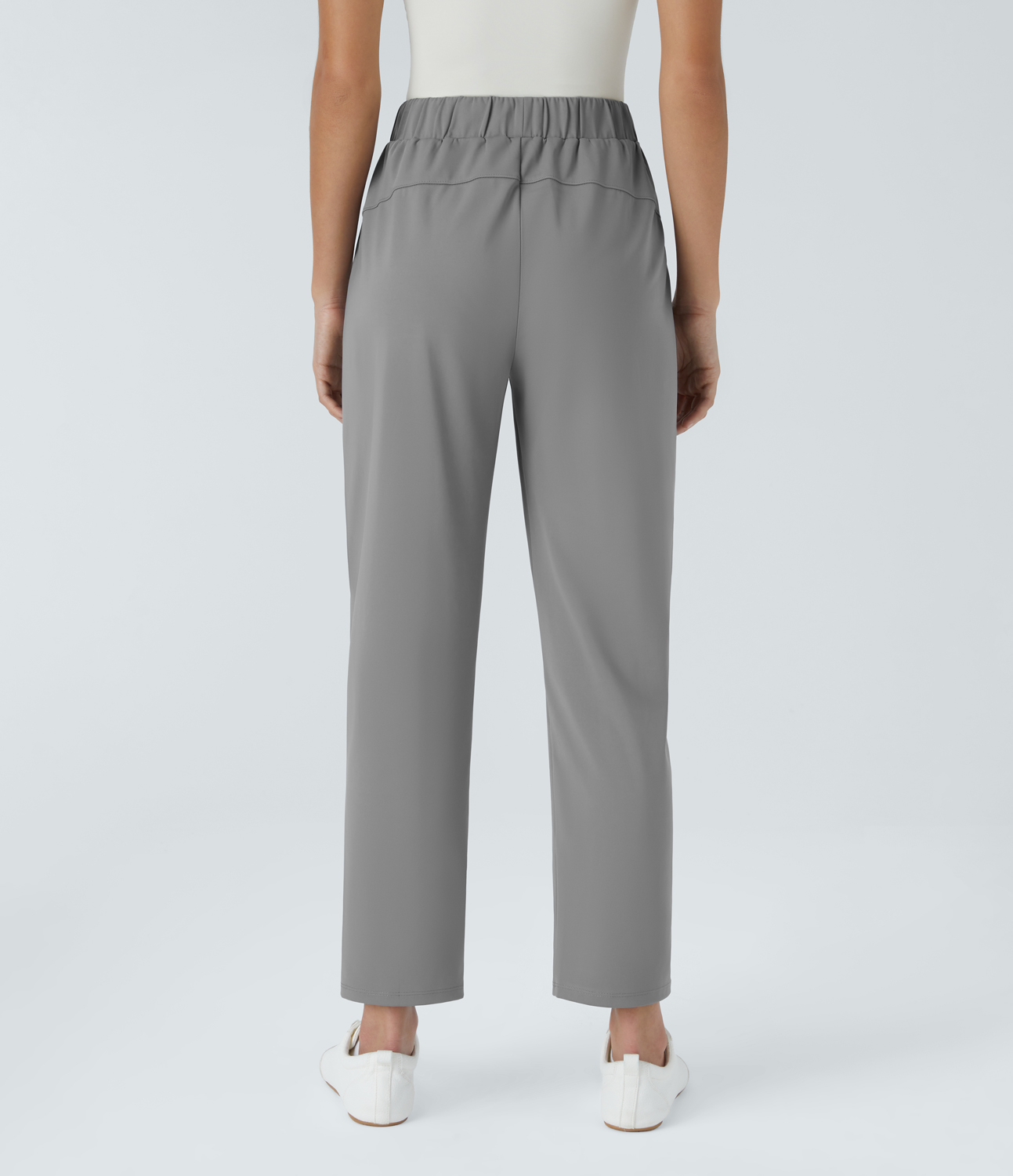 Halara HalaraFlexв„ў Mid Rise Drawstring Side Pocket Work Pants  - Silent Storm - M(regular) sweatpants jogger pants stacked sweatpants 