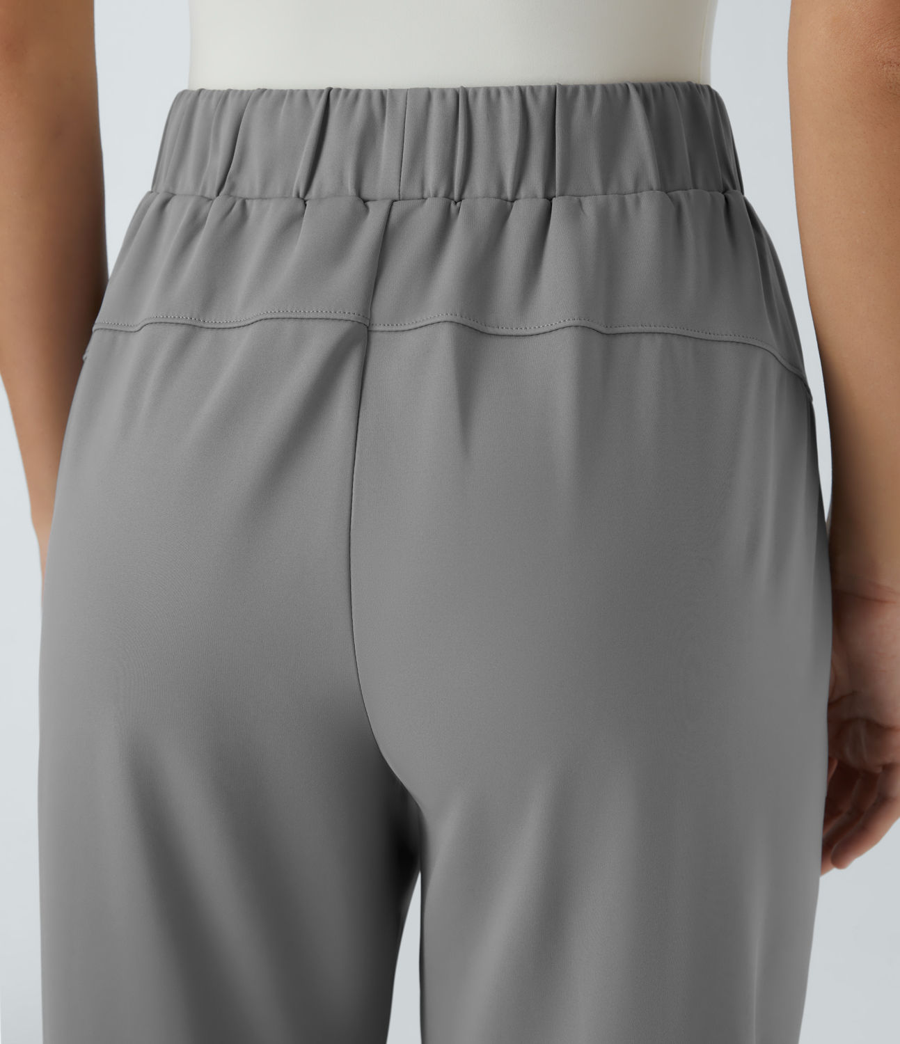 Halara HalaraFlexв„ў Mid Rise Drawstring Side Pocket Work Pants  - Silent Storm - M(regular) sweatpants jogger pants stacked sweatpants 