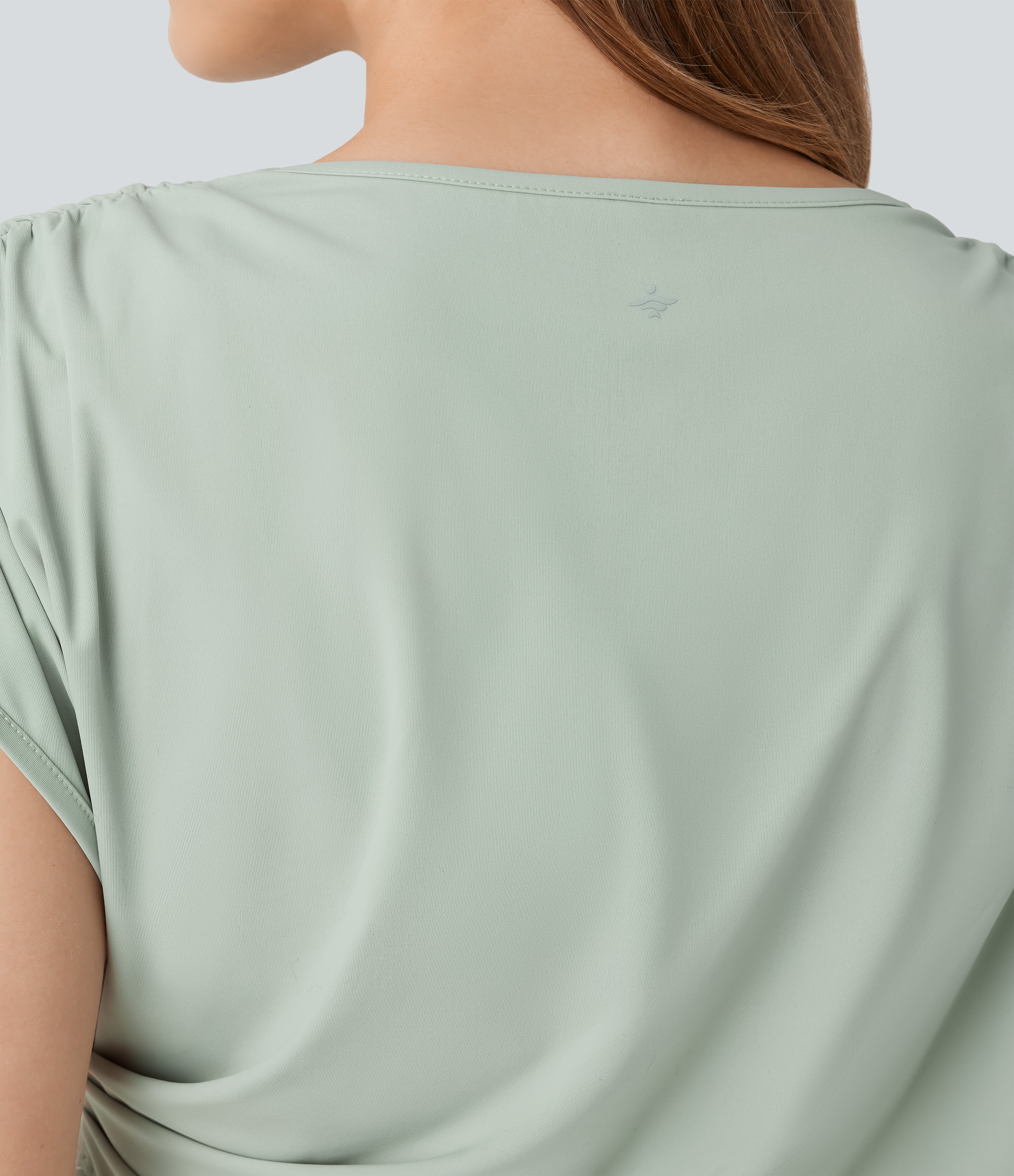 Halara Ruched Cropped Running Tank Top Tank Top - Stone Blue - XS golf tops halter top tunic tops sleeveless tops backless top 