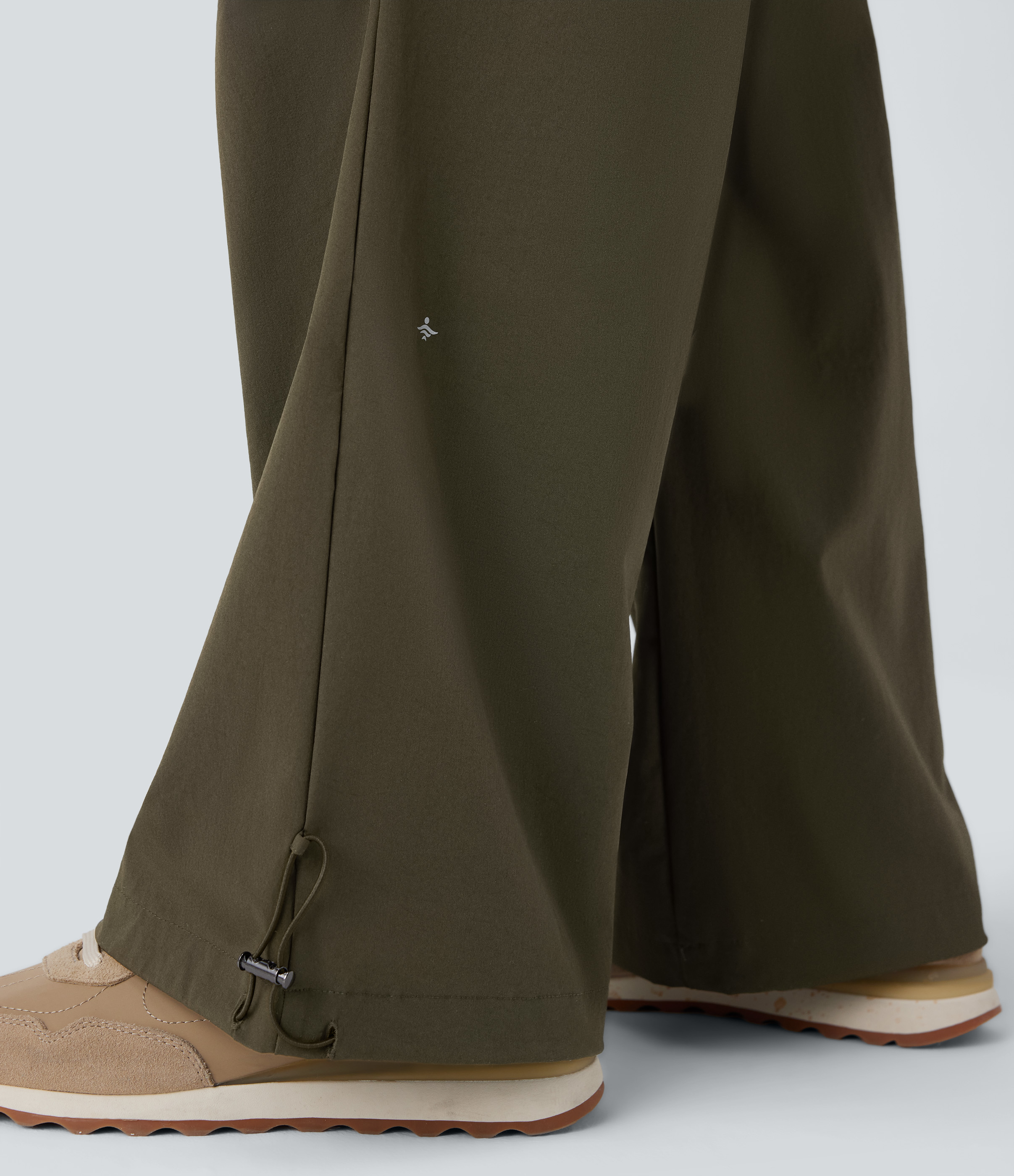 Halara Low Rise Drawstring Side Pocket Adjustable Hem Baggy Wide Leg Workout Pants  - Twilight Green - XS(regular) 