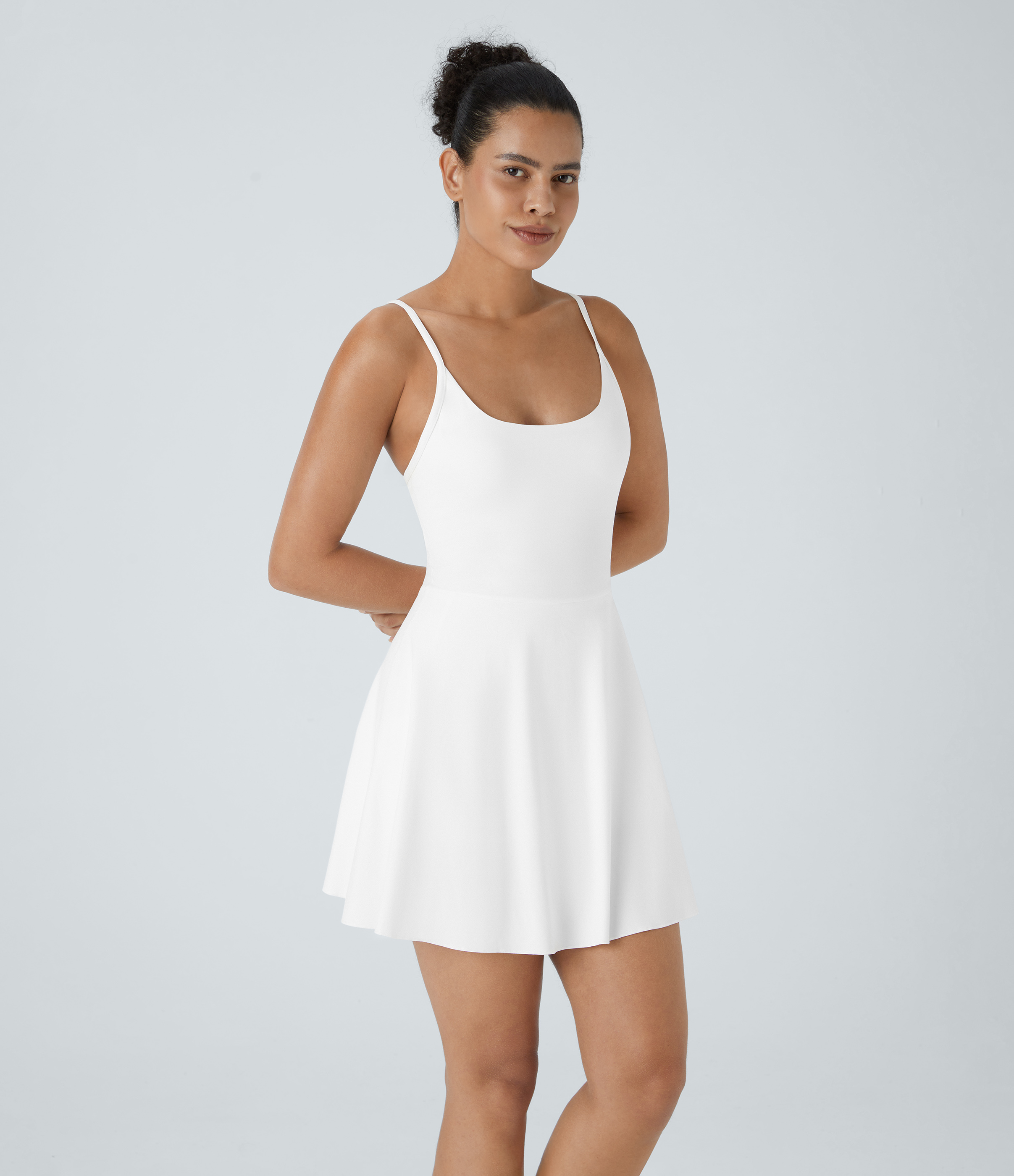 Halara Softlyzeroв„ў Plush Backless Adjustable Strap 2-in-1 Pocket Mini Slip Dance Active Dress Workout Dress - White - XL 