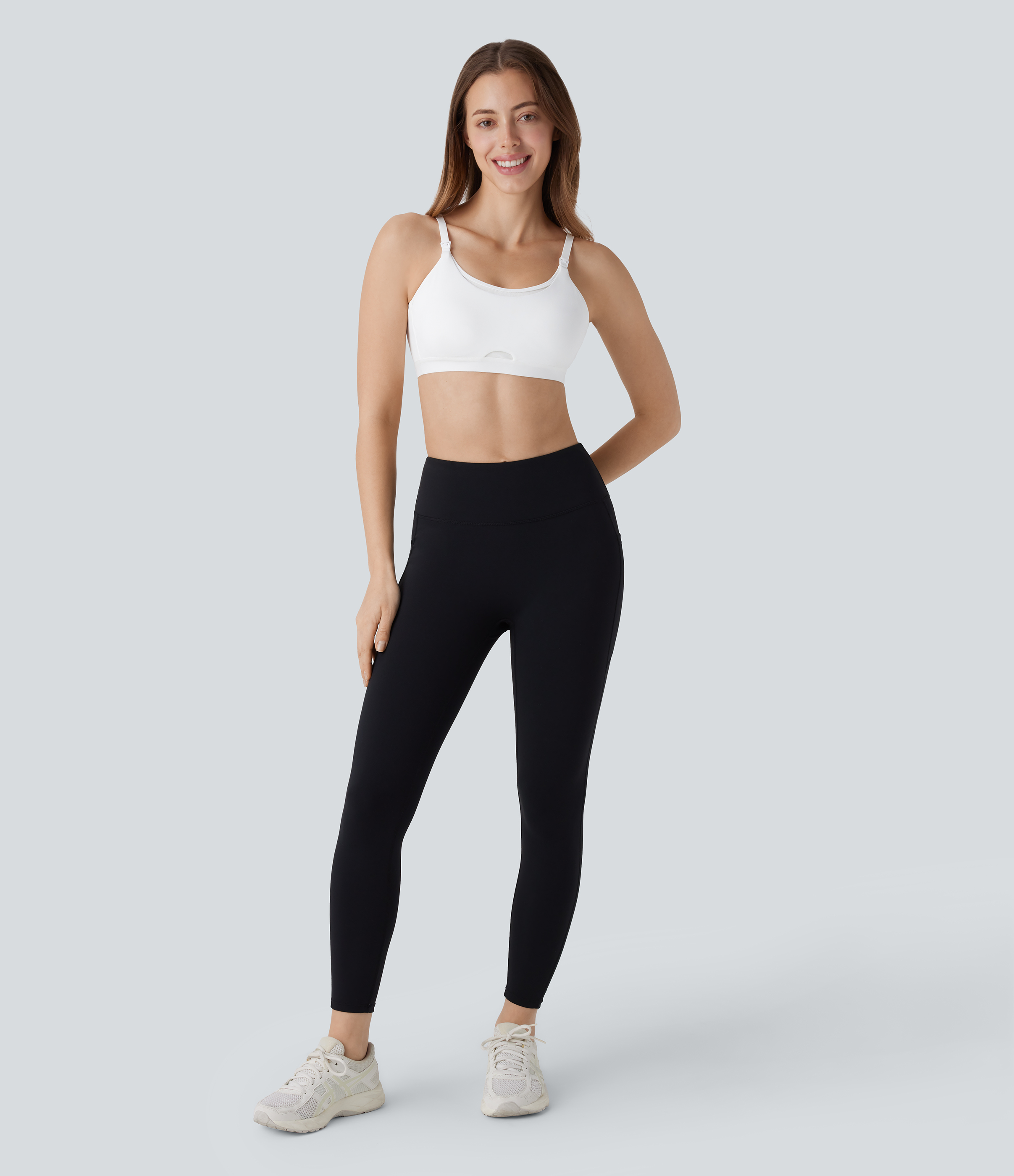 Halara SpeedWaveв„ў Medium Support Backless Adjustable Hook Quick Dry Nursing Workout Sports Bra  - White - XS push up bra strapless bra 