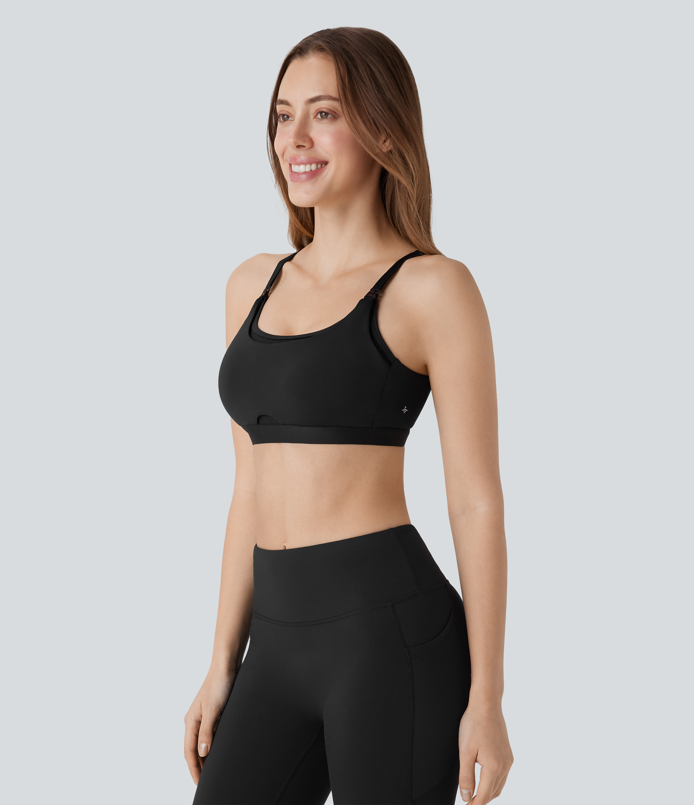 Halara SpeedWaveв„ў Medium Support Backless Adjustable Hook Quick Dry Nursing Workout Sports Bra  - Black - XL push up bra strapless bra 