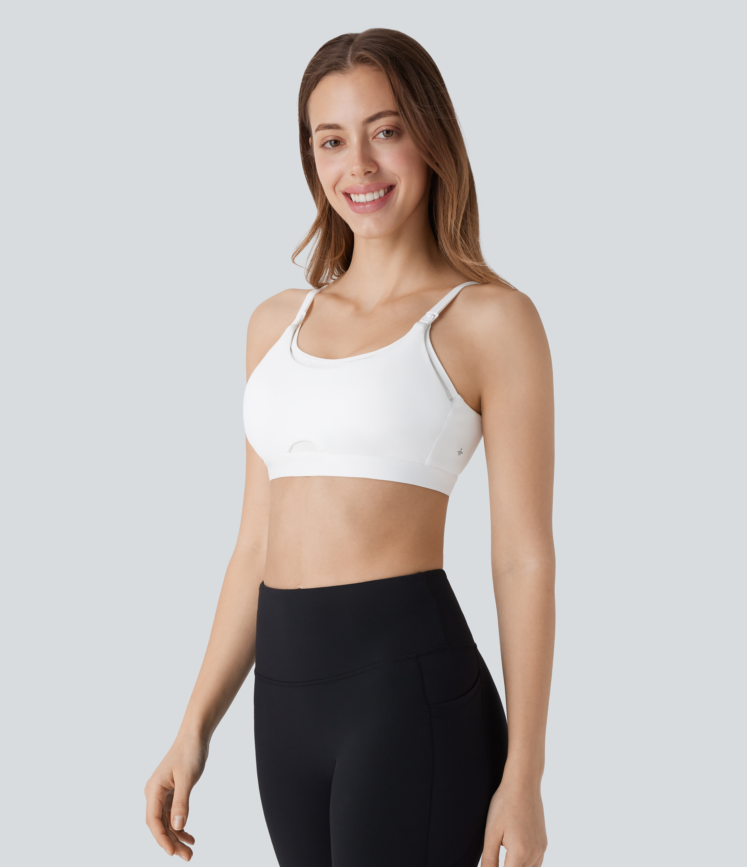 Halara SpeedWaveв„ў Medium Support Backless Adjustable Hook Quick Dry Nursing Workout Sports Bra  - White - XS push up bra strapless bra 
