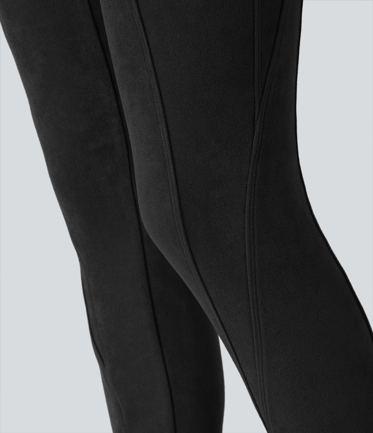 Halara High Waisted Tummy Control Side Pocket Suede Casual Leggings  - Black - XS(7/8) gym leggings leggings with pockets 