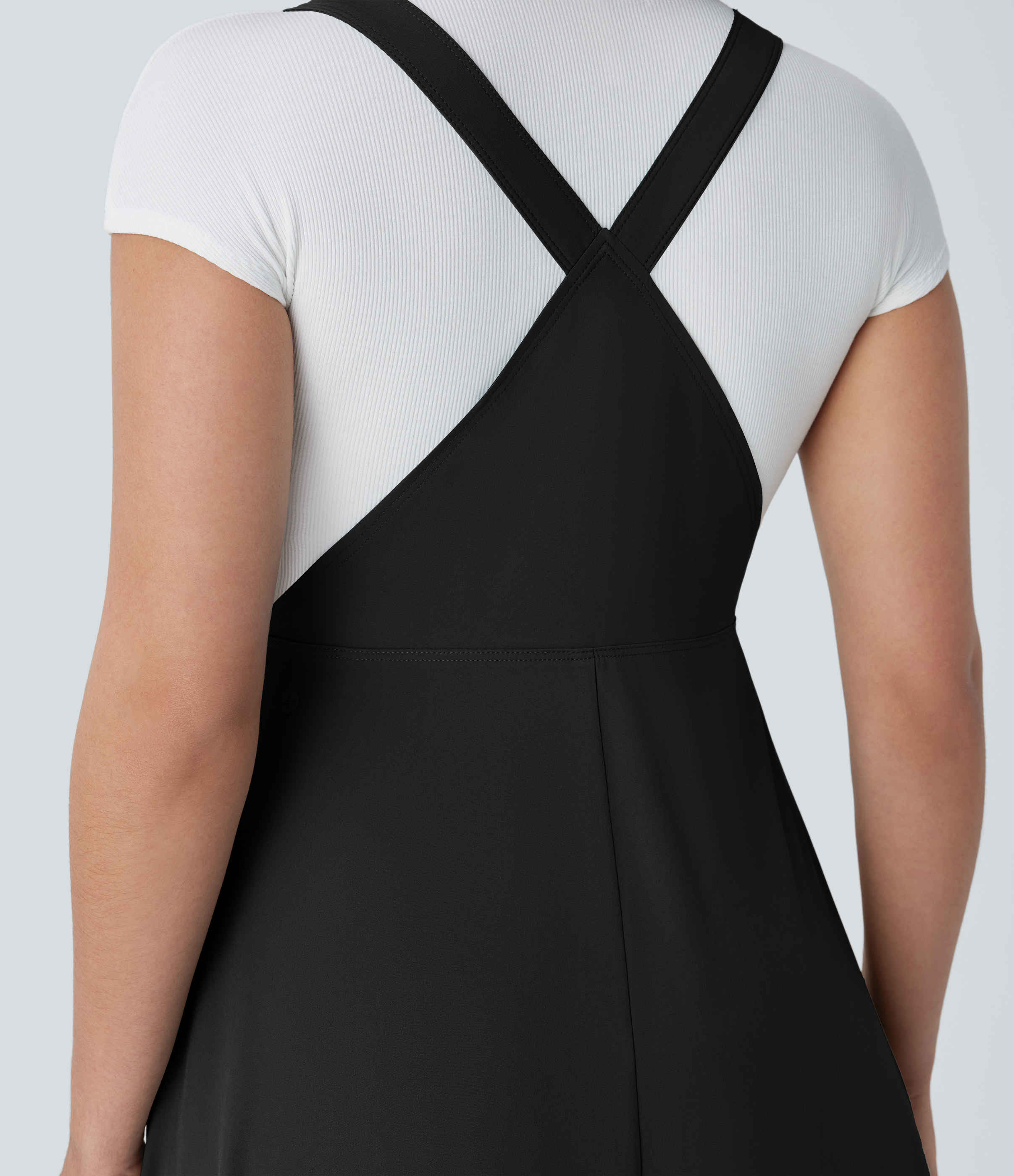 Halara Breezefulв„ў Adjustable Strap Button Multiple Pockets Flowy Quick Dry Midi Casual Dress Casual Dress - Black - M slip dress beach dress 